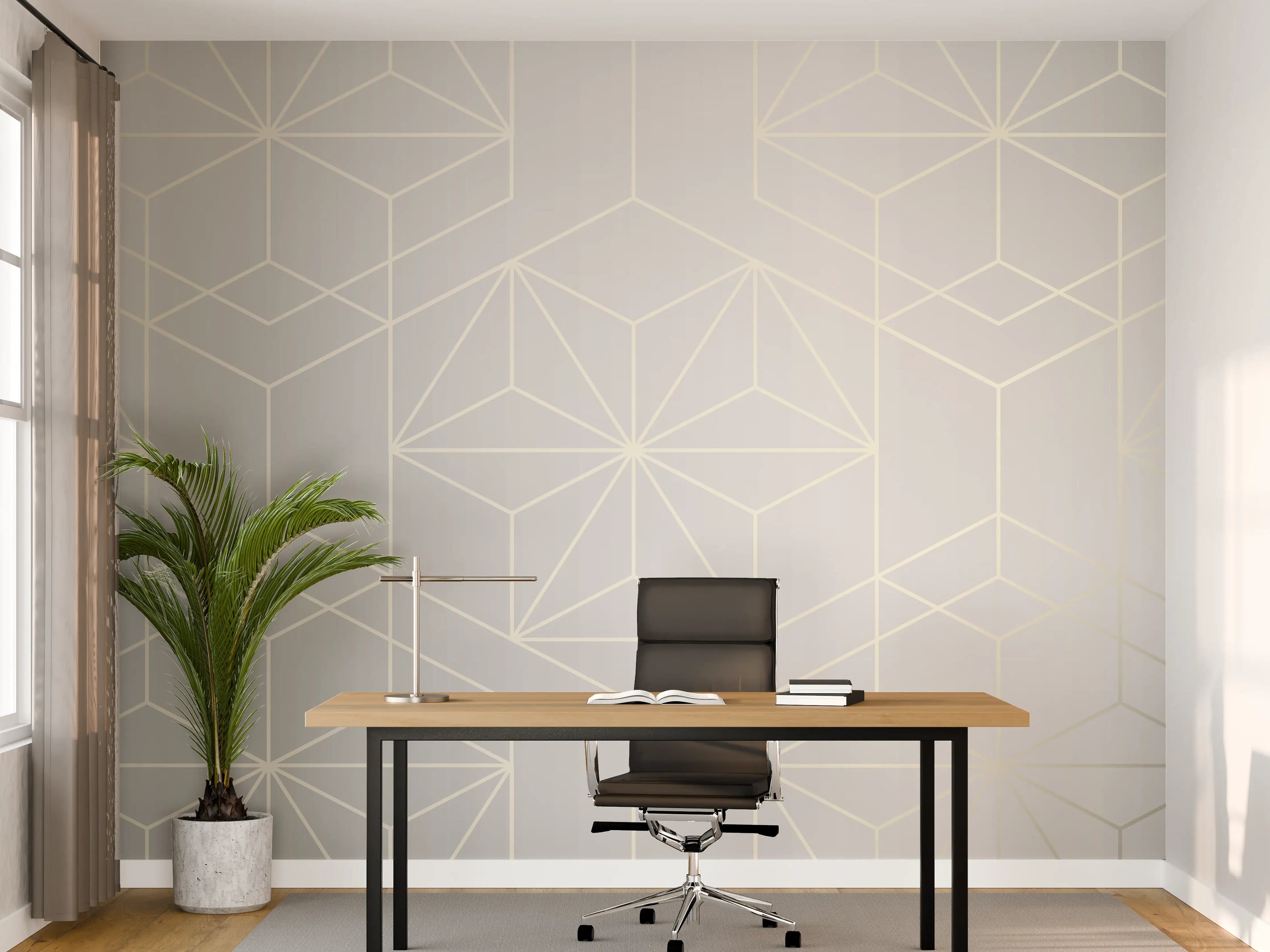 Büro Wandgestaltung - Elegante Weiß-Grau-Geometrie