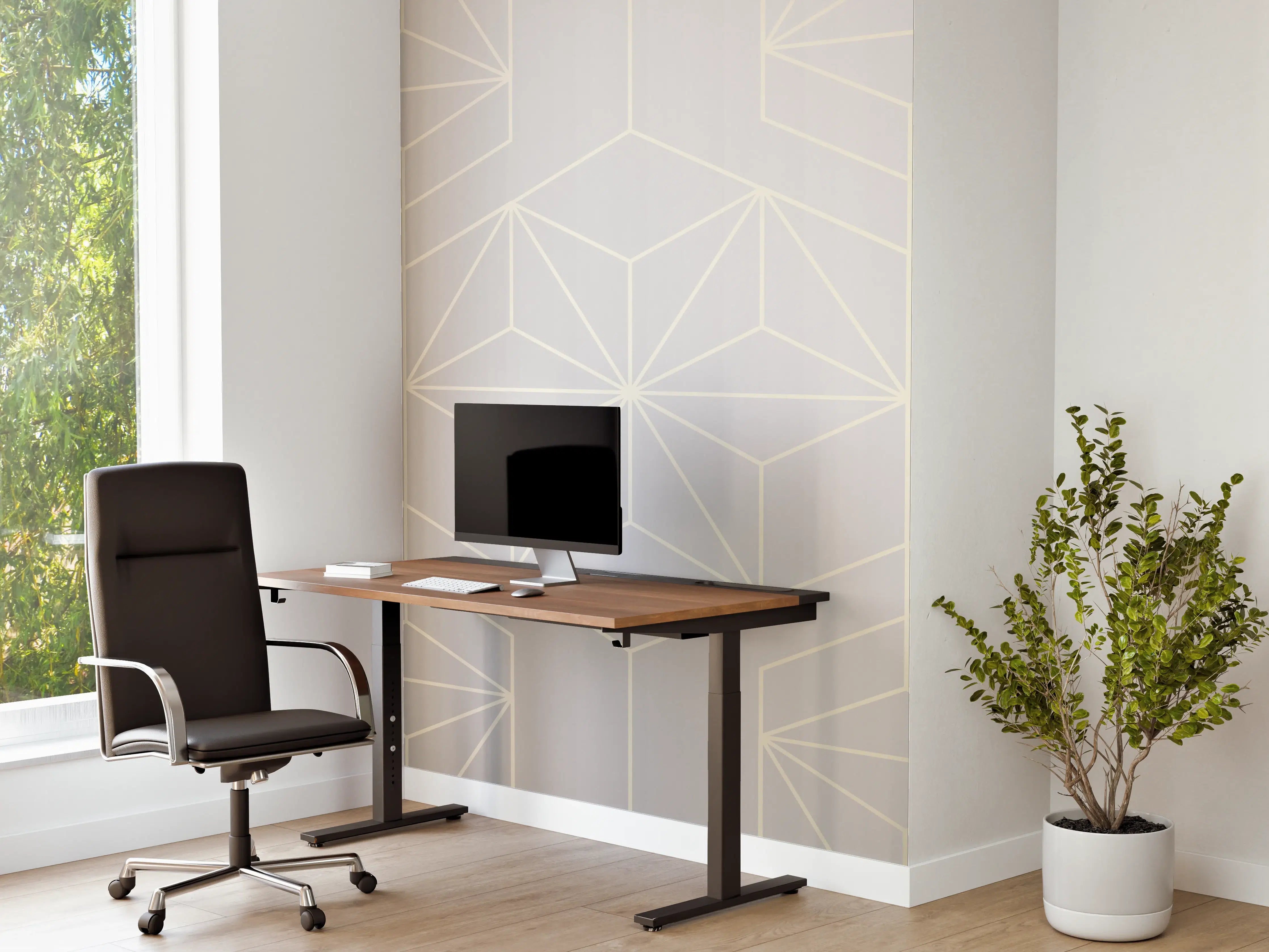 Büro Wandgestaltung - Elegante Weiß-Grau-Geometrie