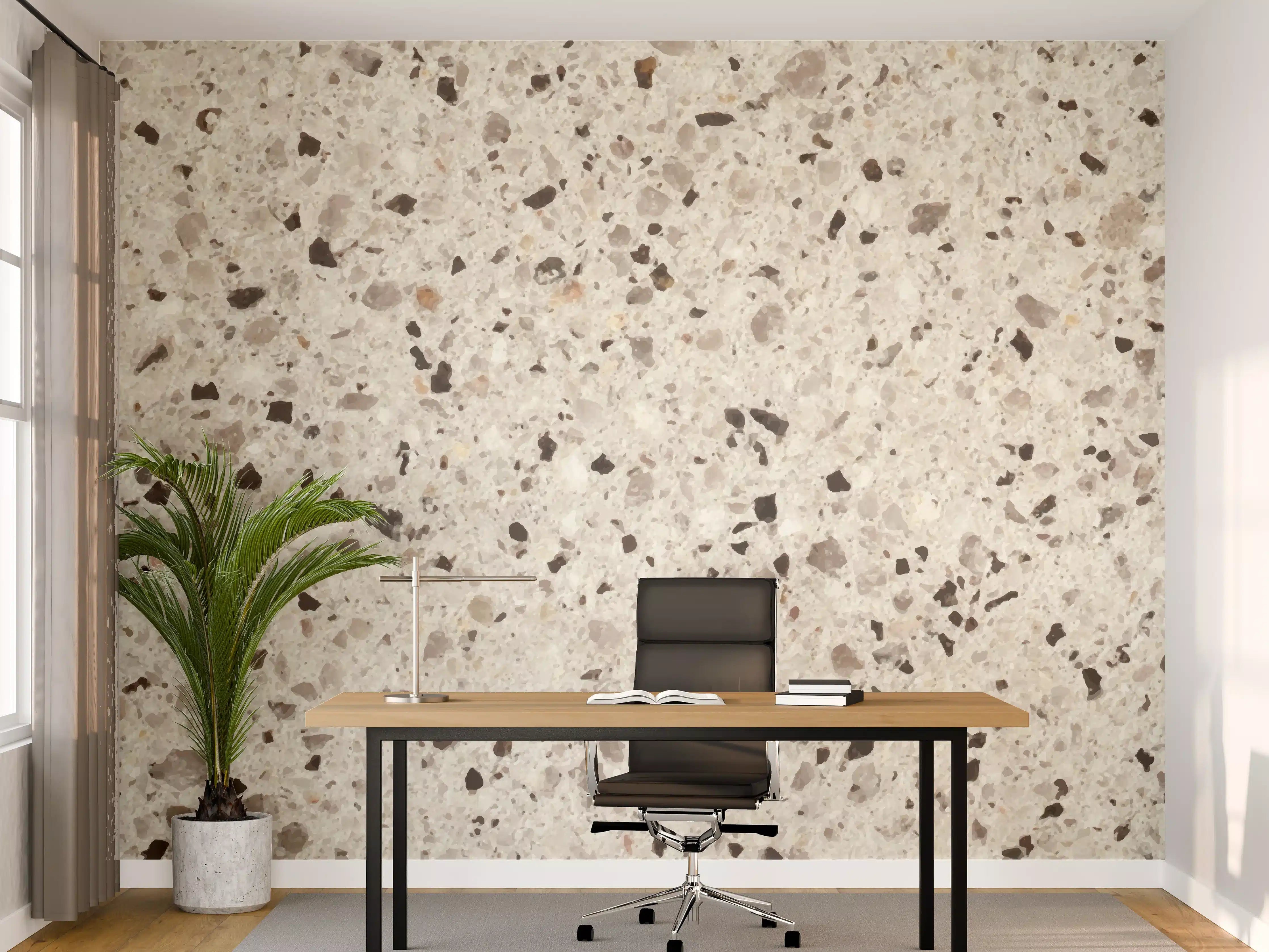 Büro Wandgestaltung - Elegante Weiß-Grau Terrazzo-Optik