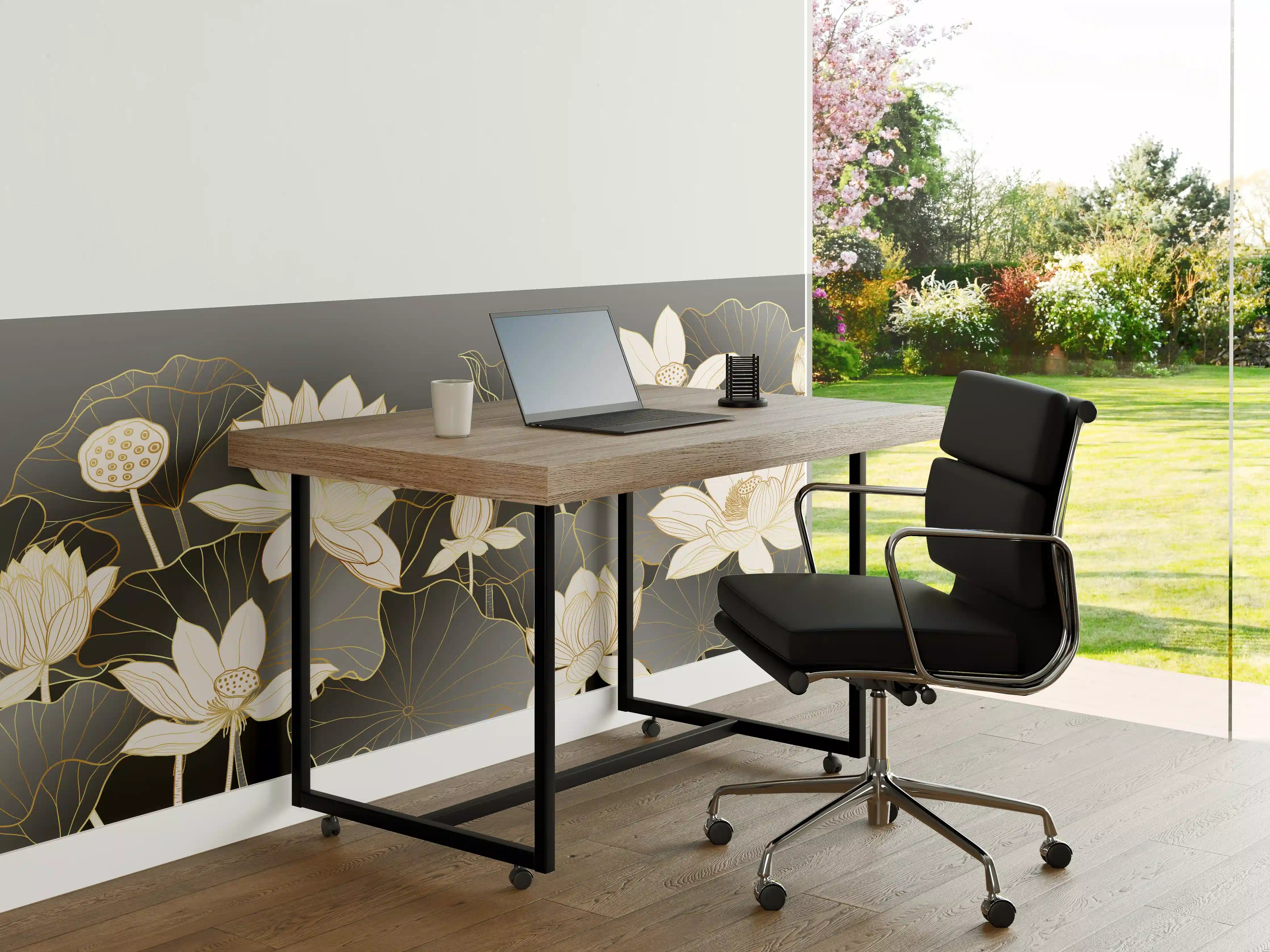 Büro Wandgestaltung - Elegante weiße Lotusblumen auf dunklem Hintergrund