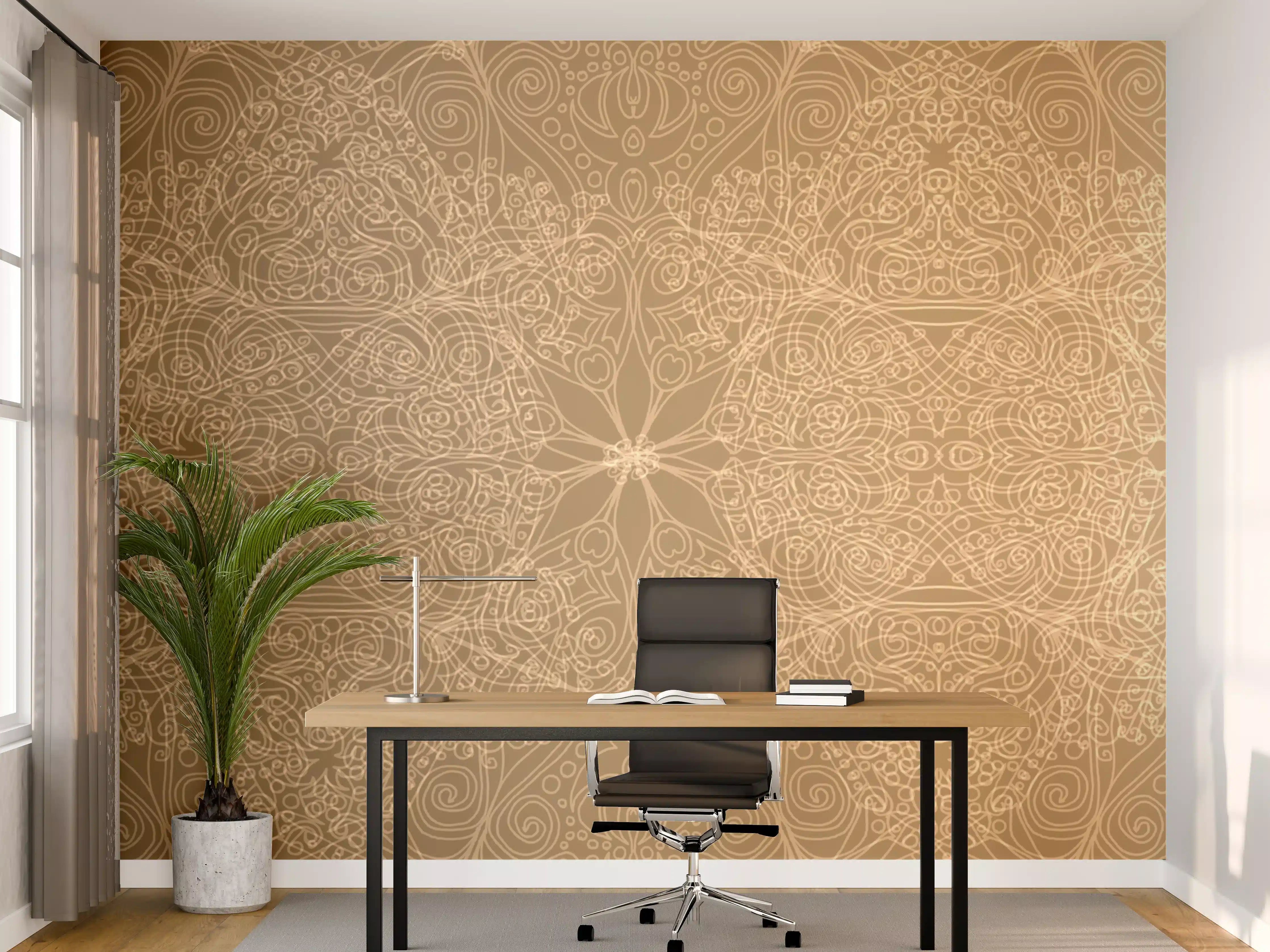 Büro Wandgestaltung - Elegantes Gold-Mandala-Design