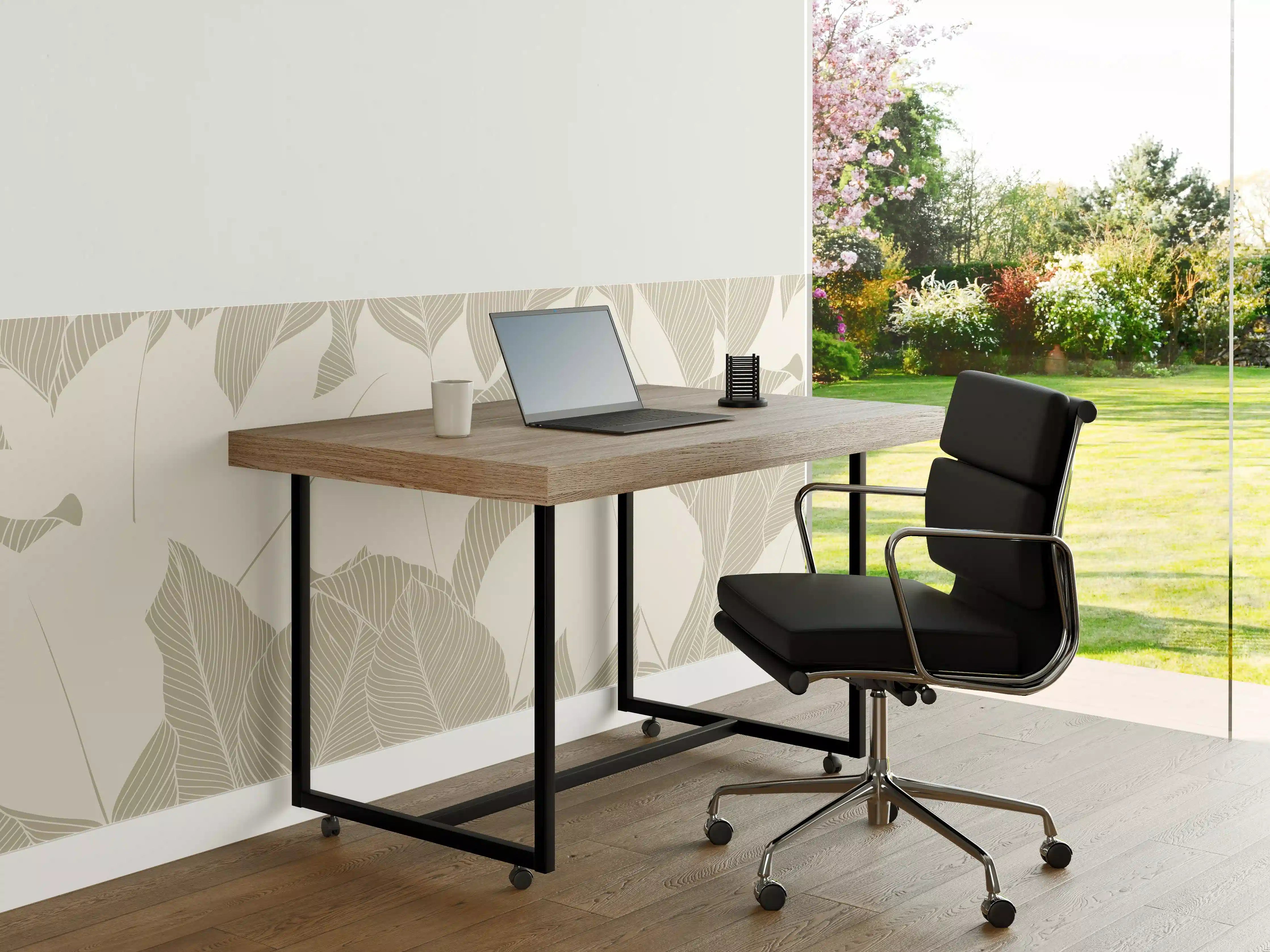 Büro Wandgestaltung - Elegantes Grau-Weiß Blattmuster