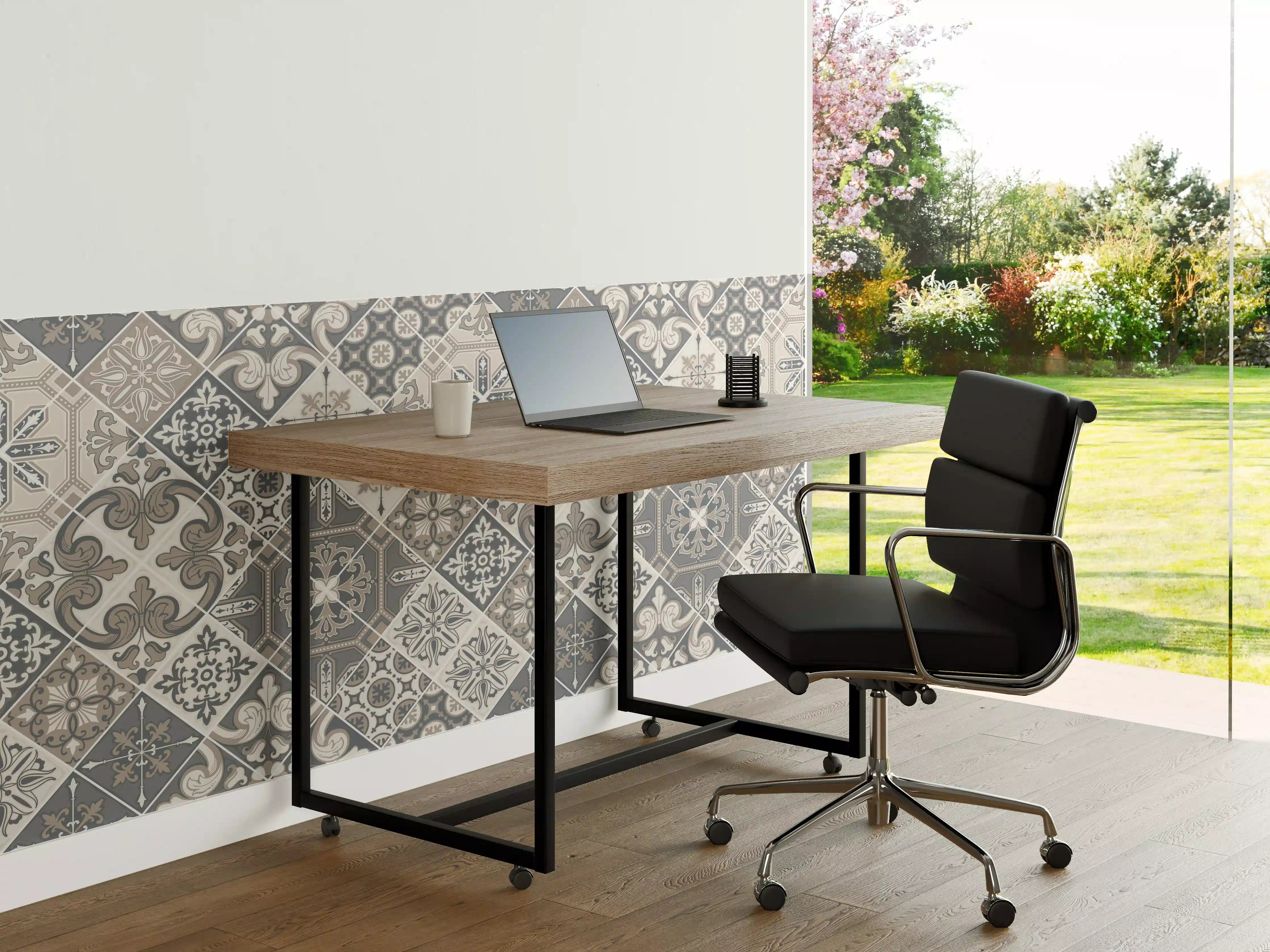 Büro Wandgestaltung - Elegantes Grau-Weiß Mosaikmuster