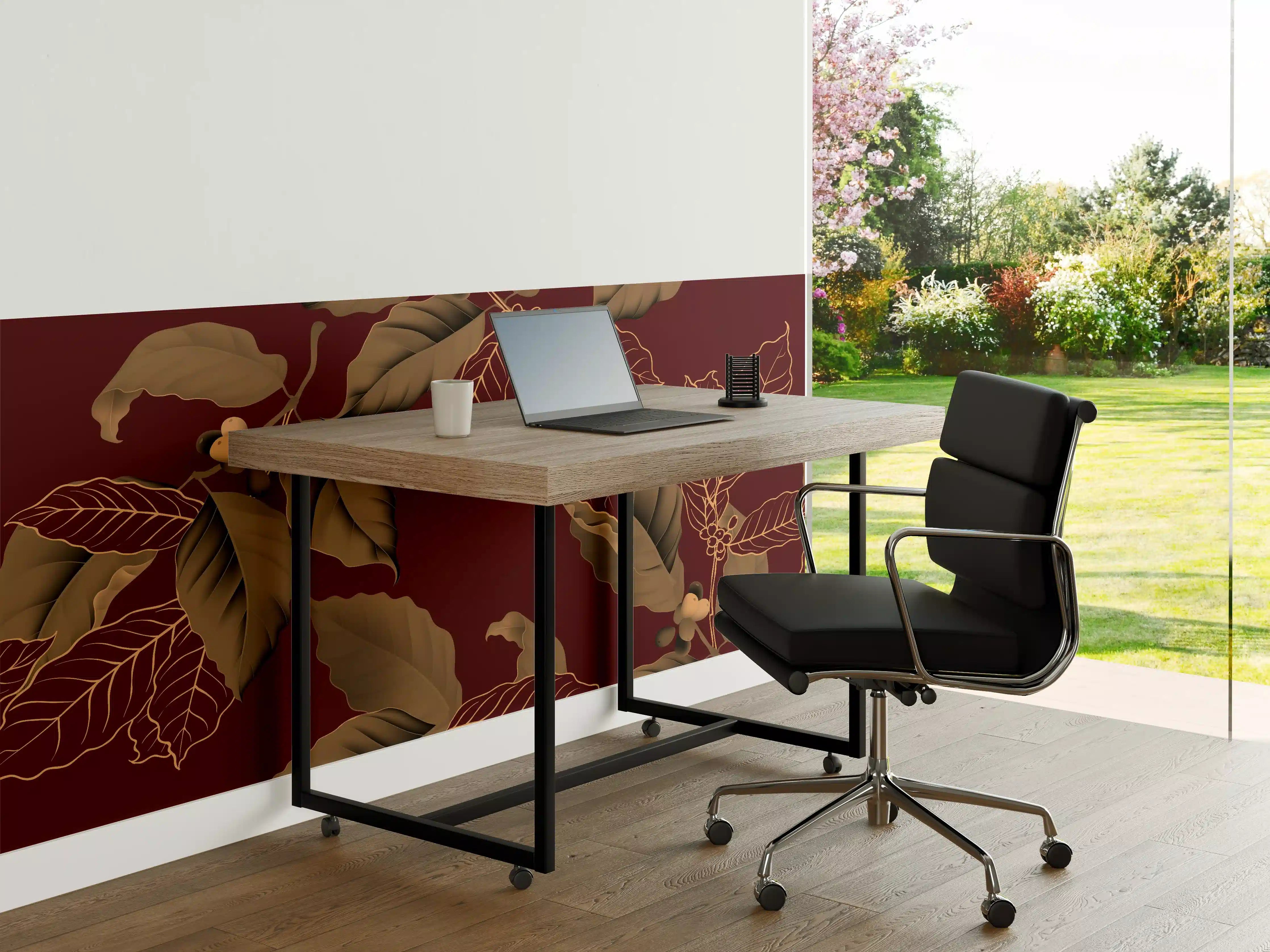 Büro Wandgestaltung - Elegantes Kaffee-Pflanzen-Muster