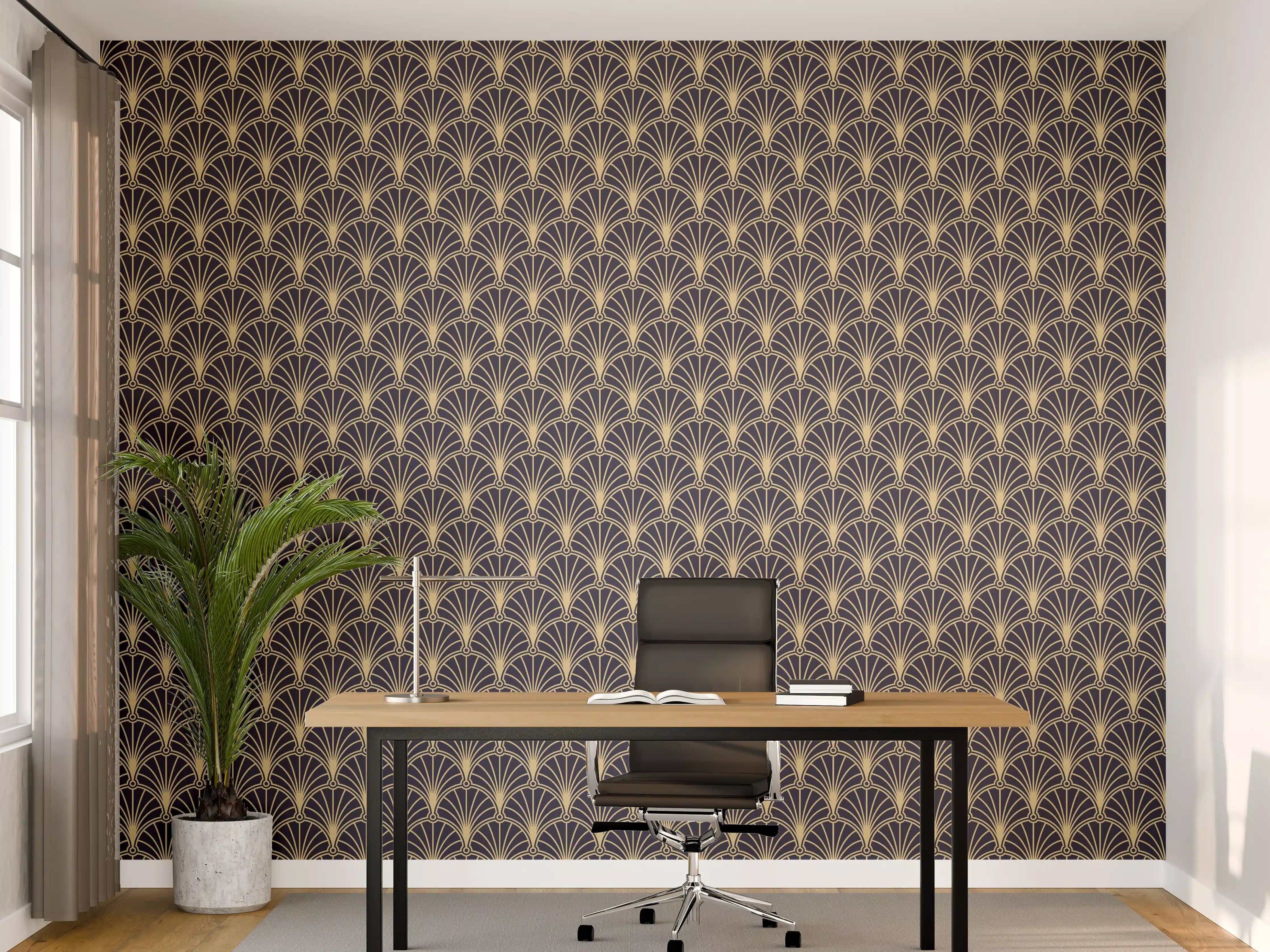 Büro Wandgestaltung - Elegantes Navy-Blau mit Goldenen Akzenten