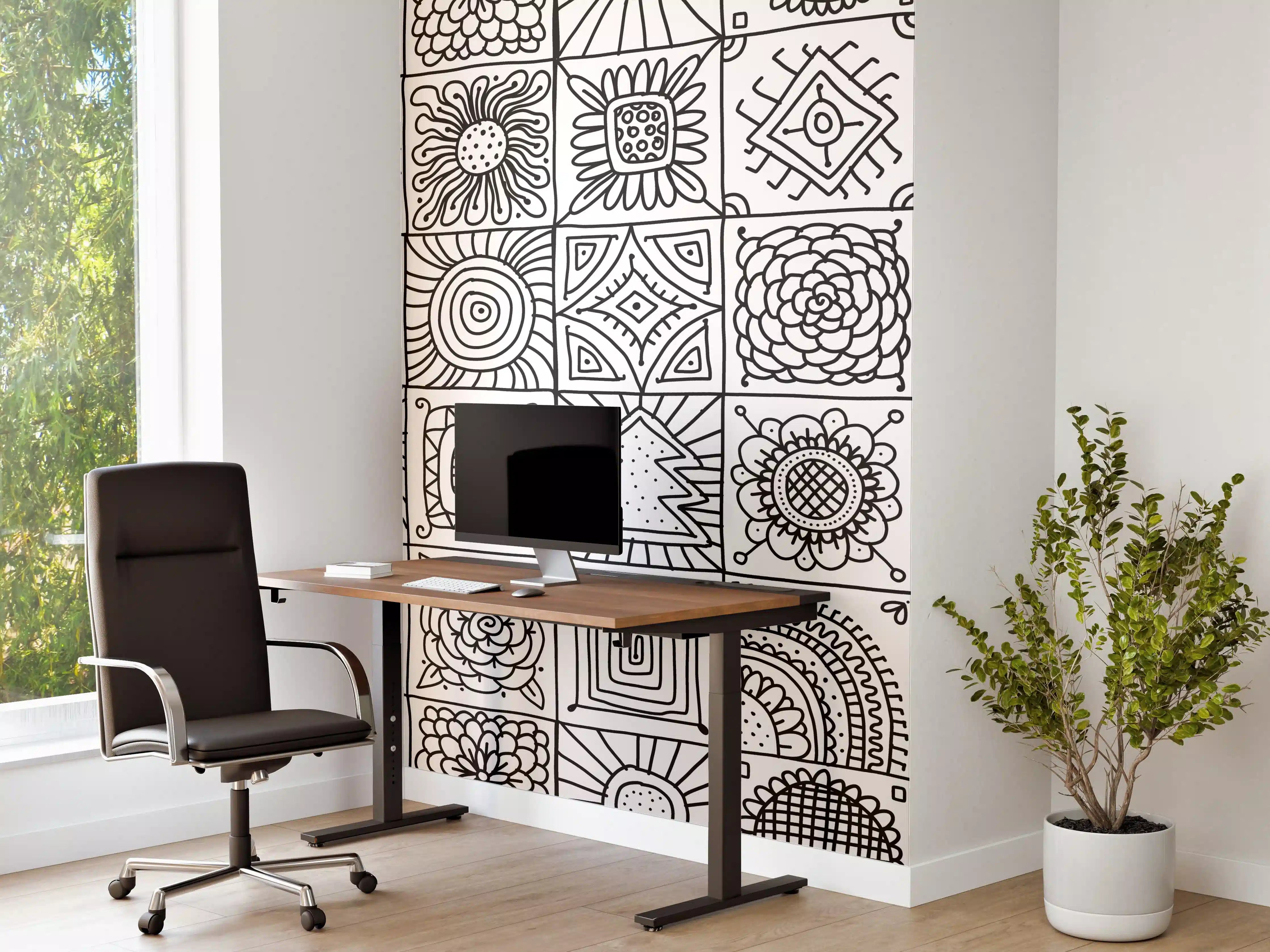 Büro Wandgestaltung - Elegantes Schwarz-Weiß-Muster