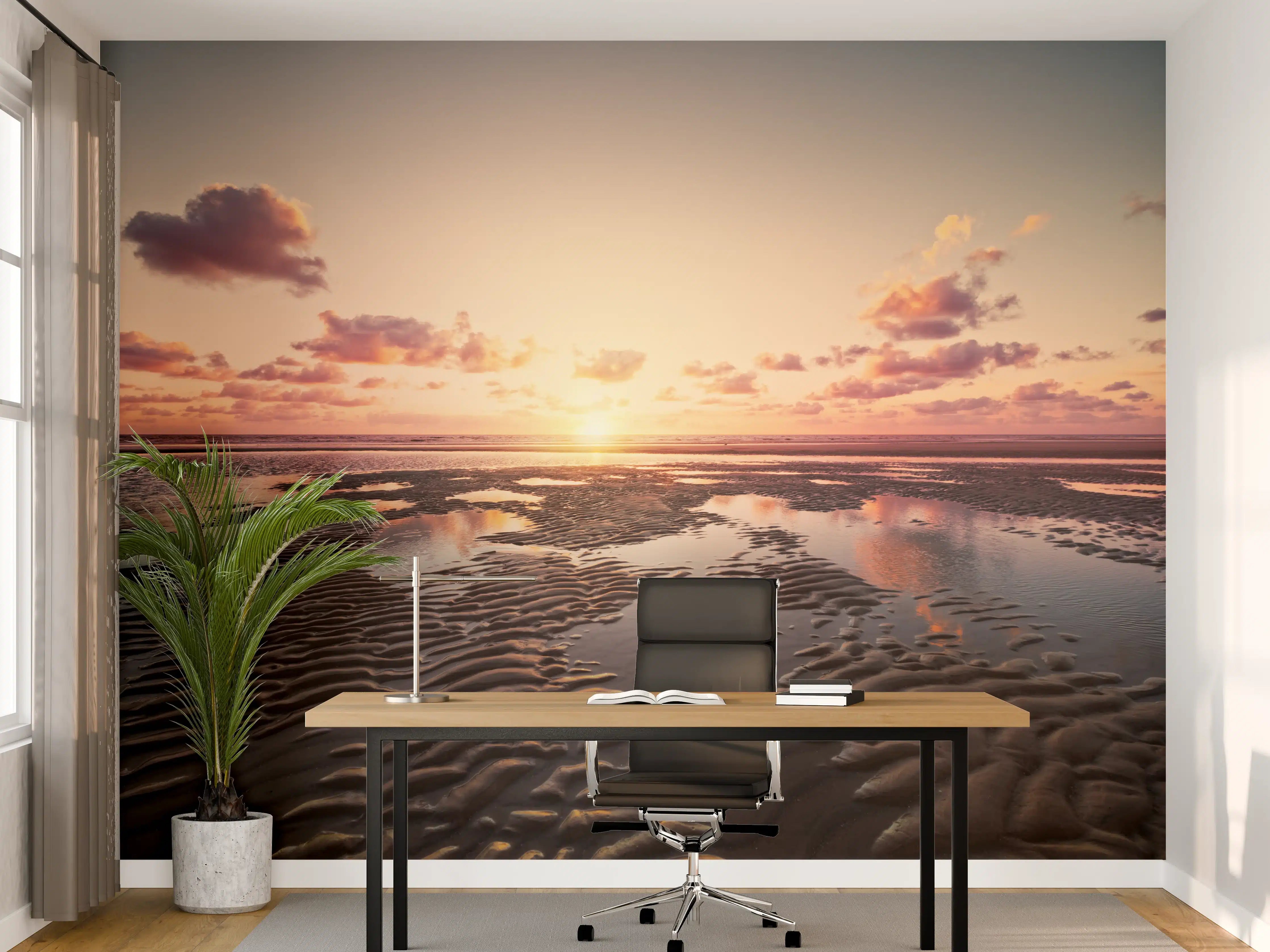 Büro Wandgestaltung - Entspannende Landschaft mit single Baum unter Himmel