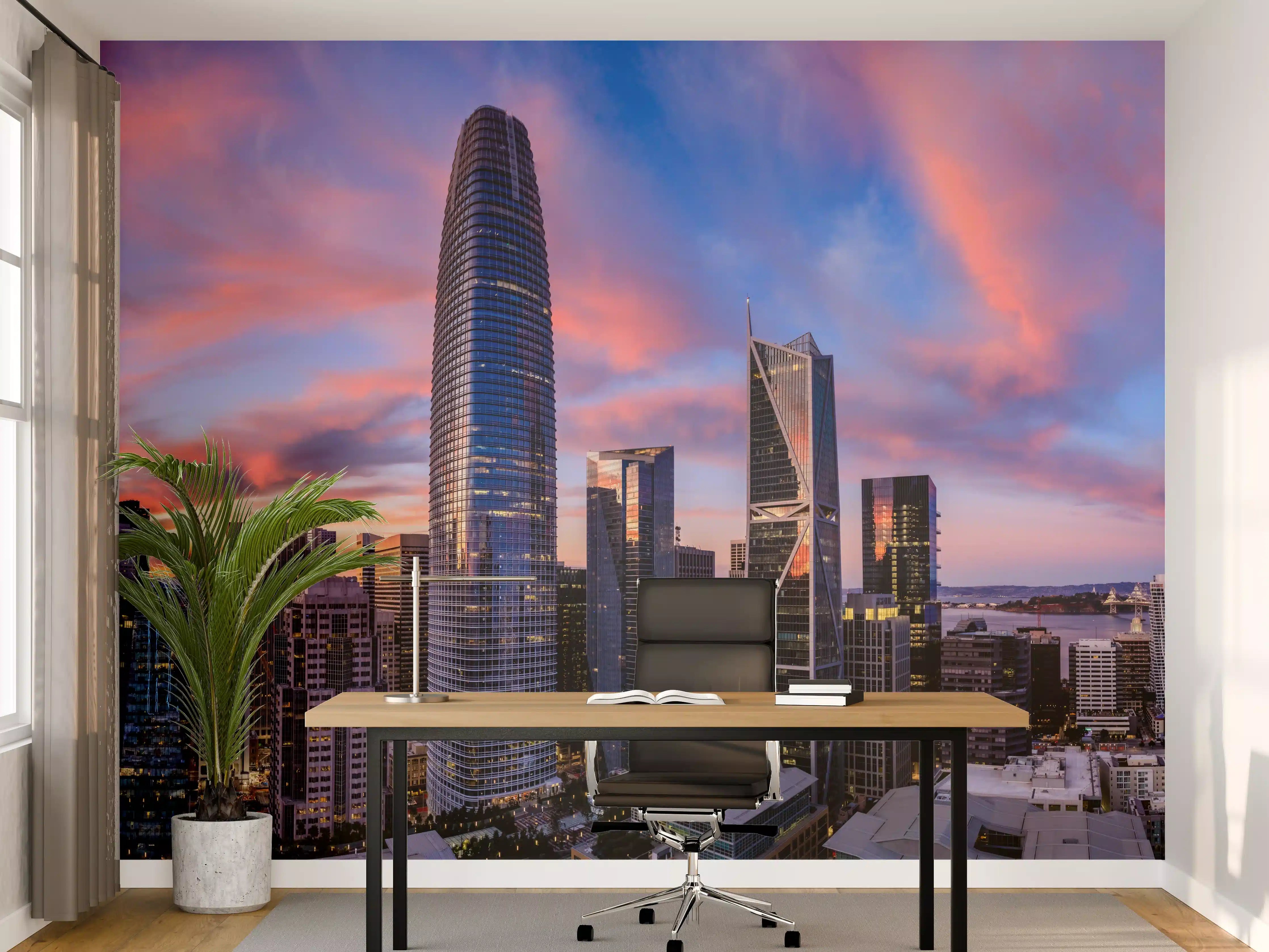 Büro Wandgestaltung - Epischer Sonnenuntergang über San Francisco