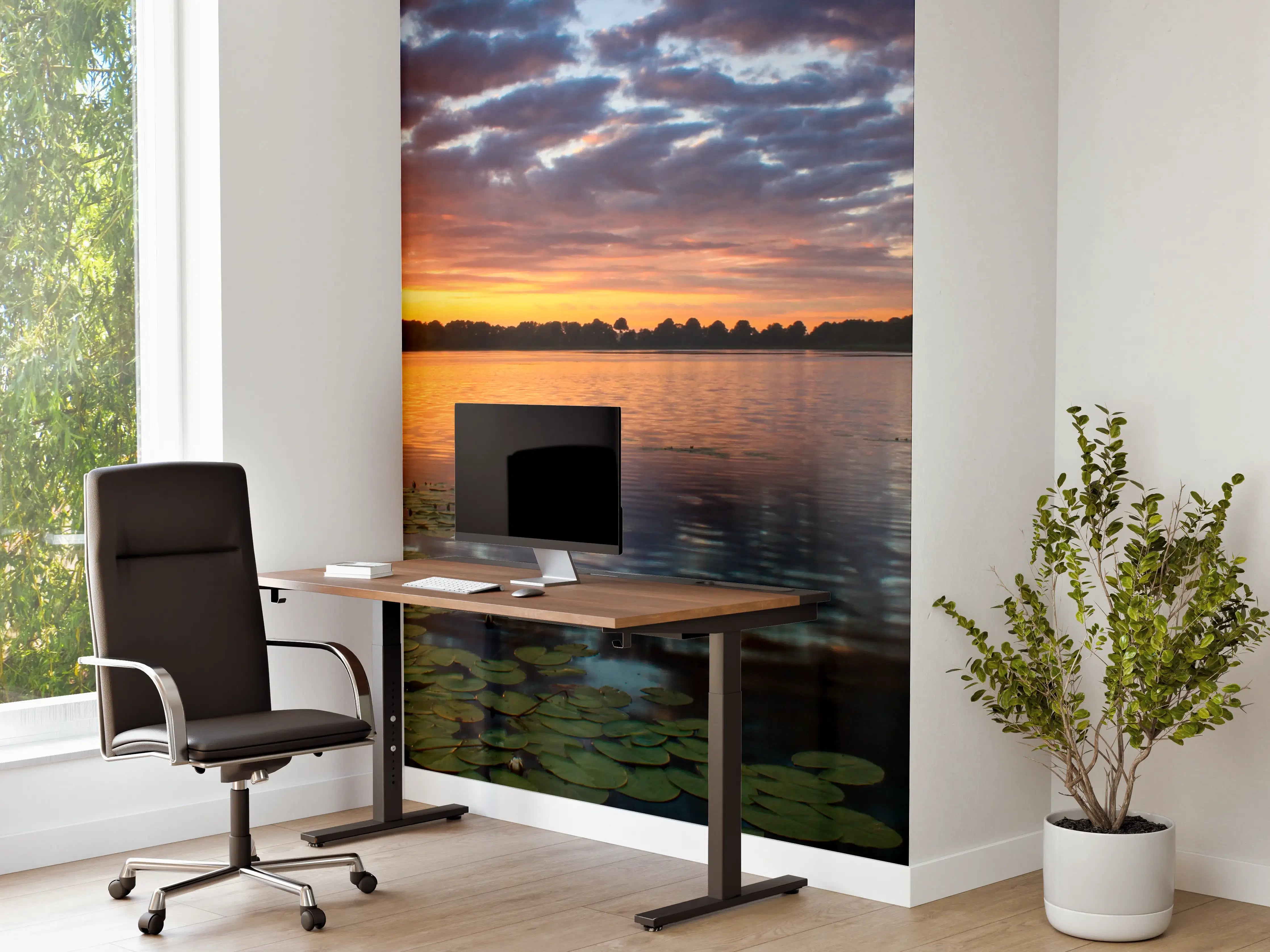 Büro Wandgestaltung - Epischer Sonnenuntergang über See