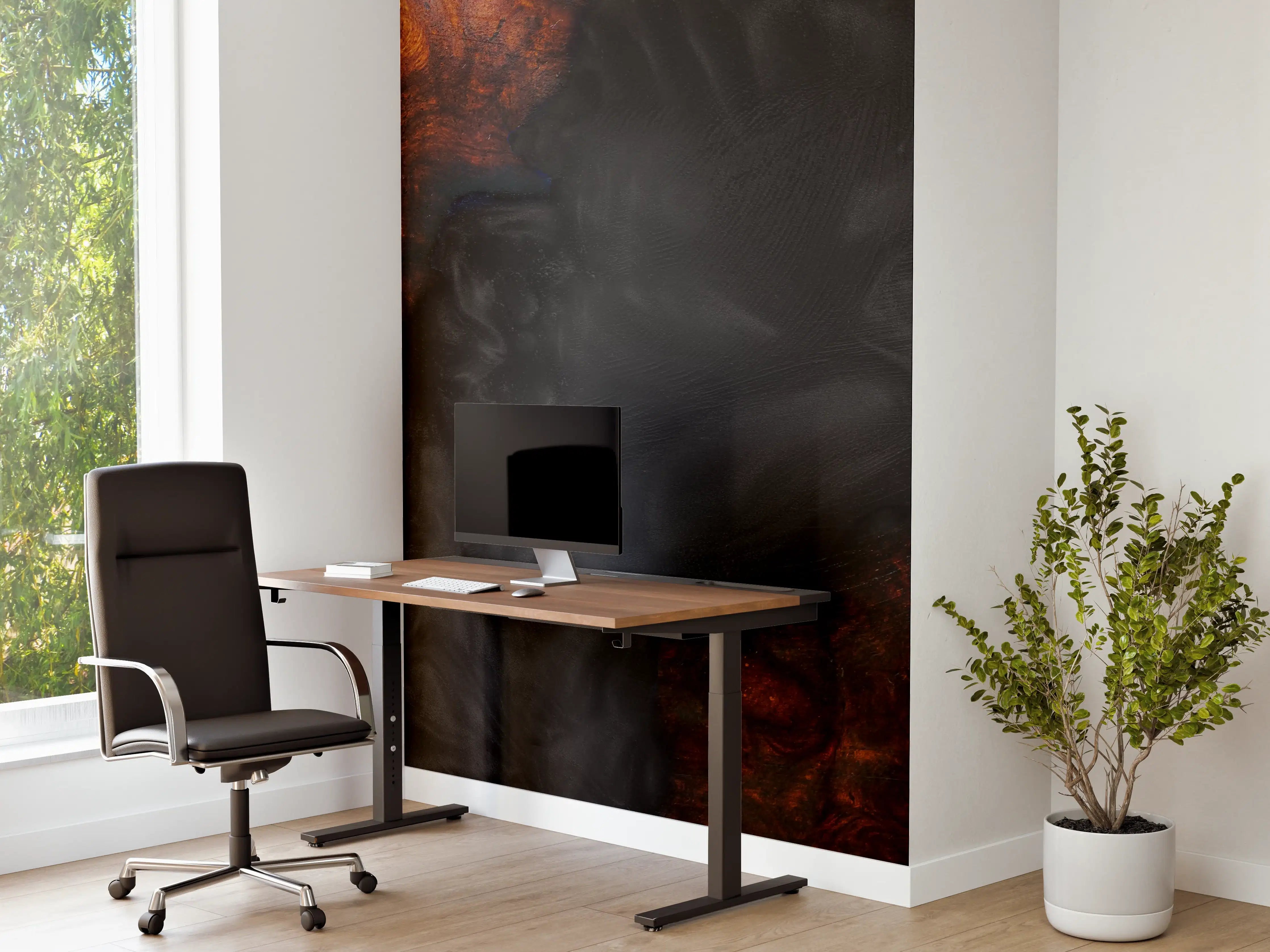 Büro Wandgestaltung - Epoxidharz Maserholz Struktur