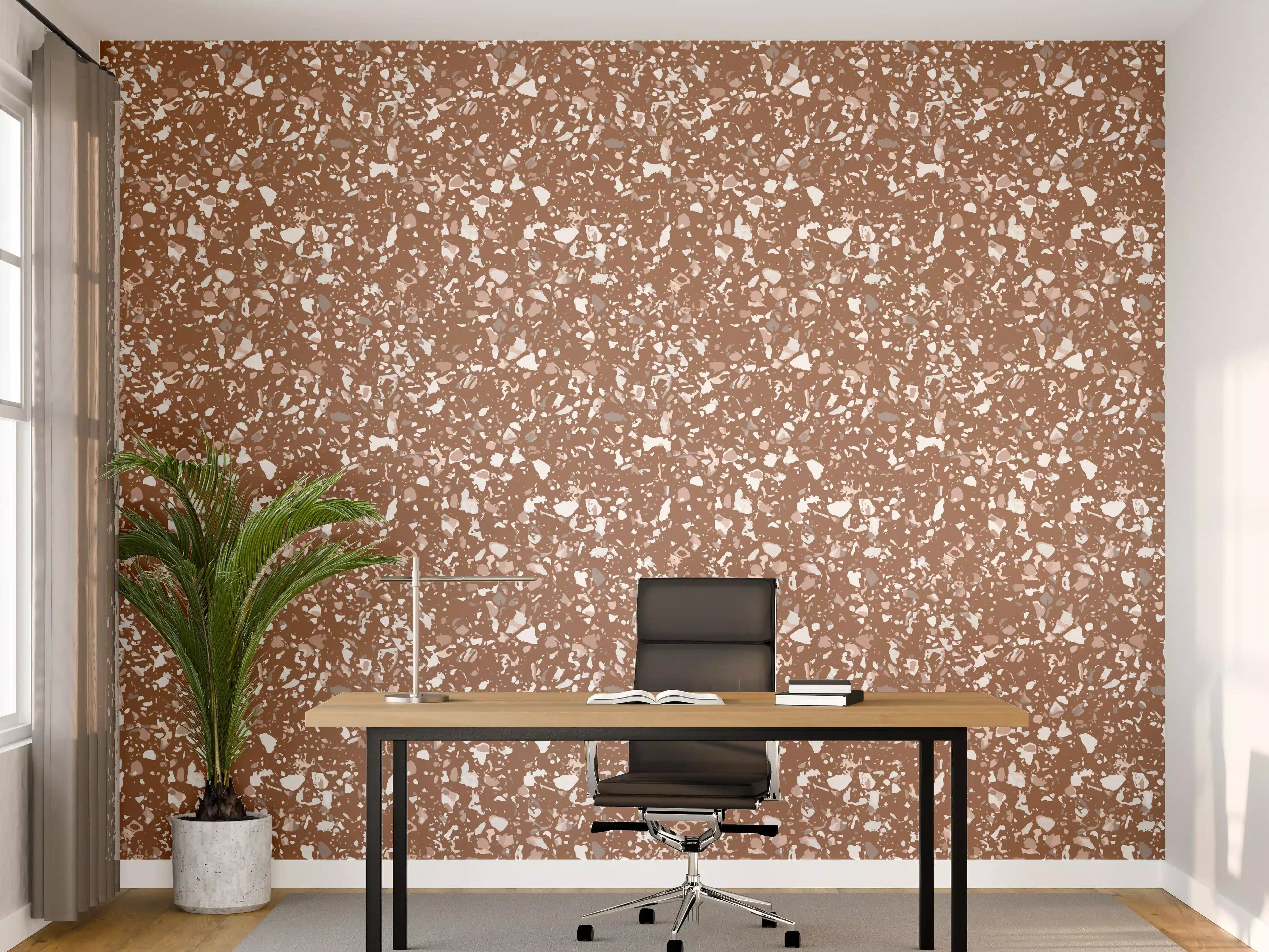 Büro Wandgestaltung - Erdfarbene Terrazzo-Fliesen