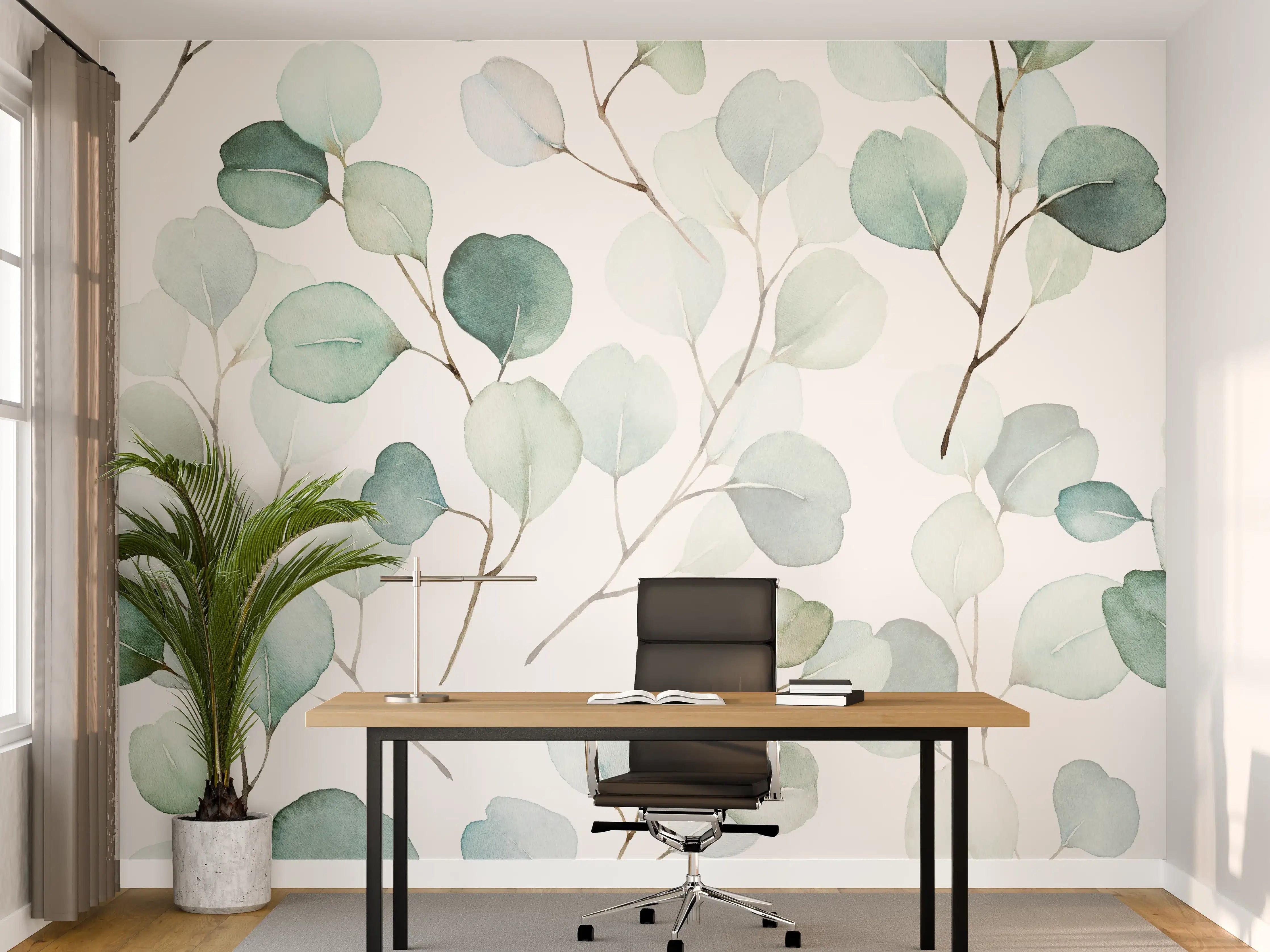 Büro Wandgestaltung - Eukalyptus Aquarell