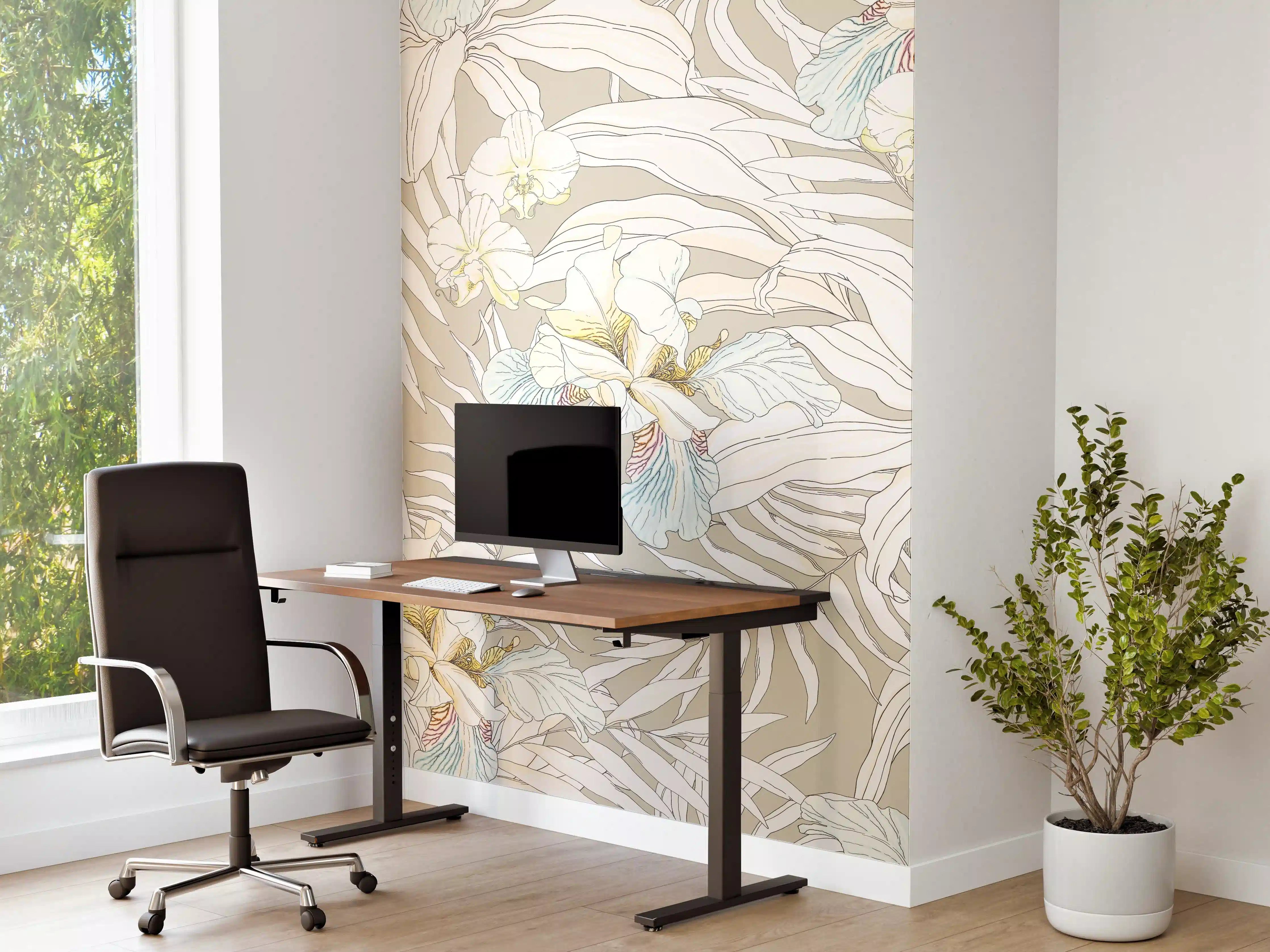 Büro Wandgestaltung - Exotische Kakadu-Blumen-Musterung
