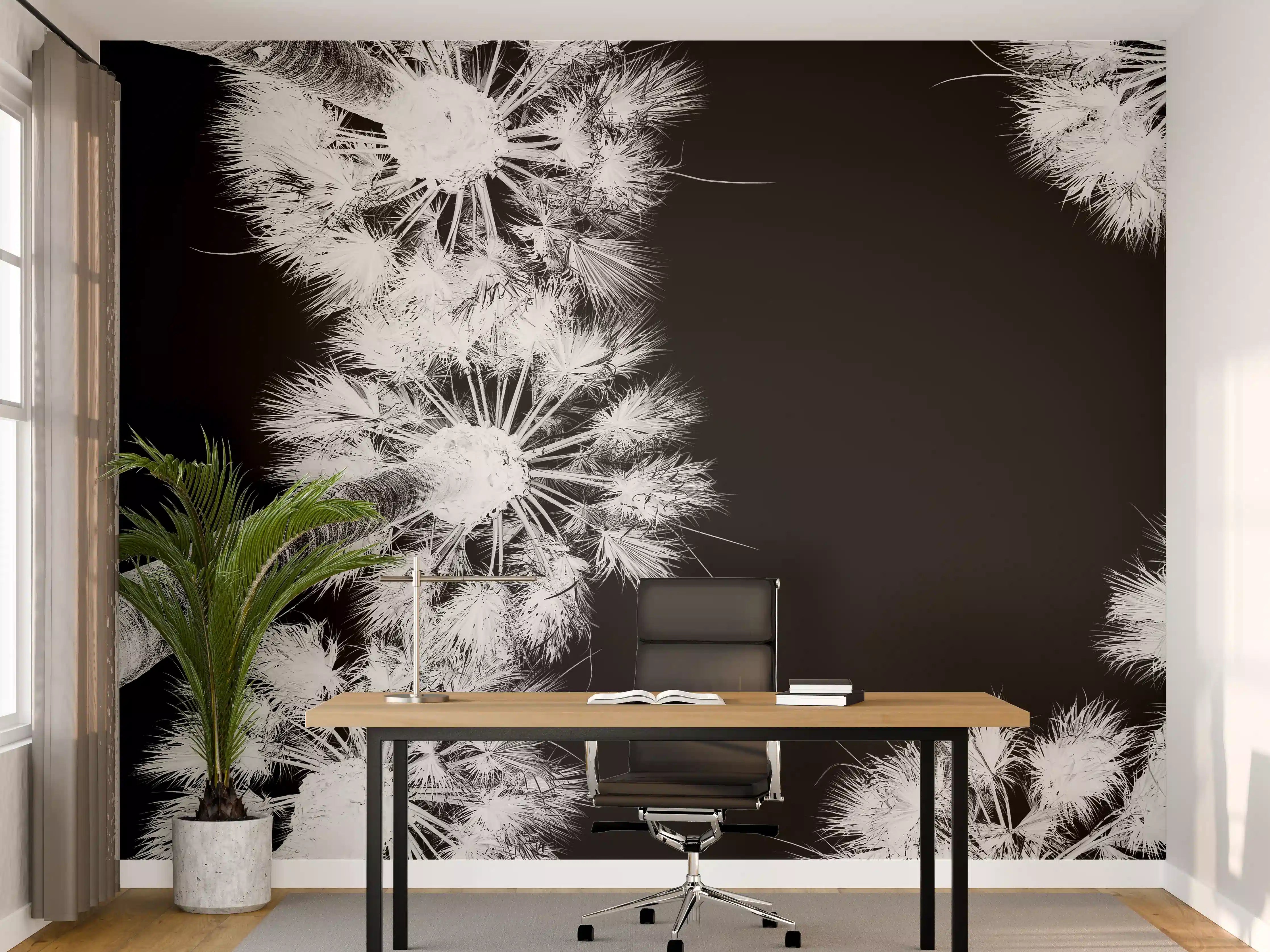 Büro Wandgestaltung - Exotische Palmen - Schwarz-weiß