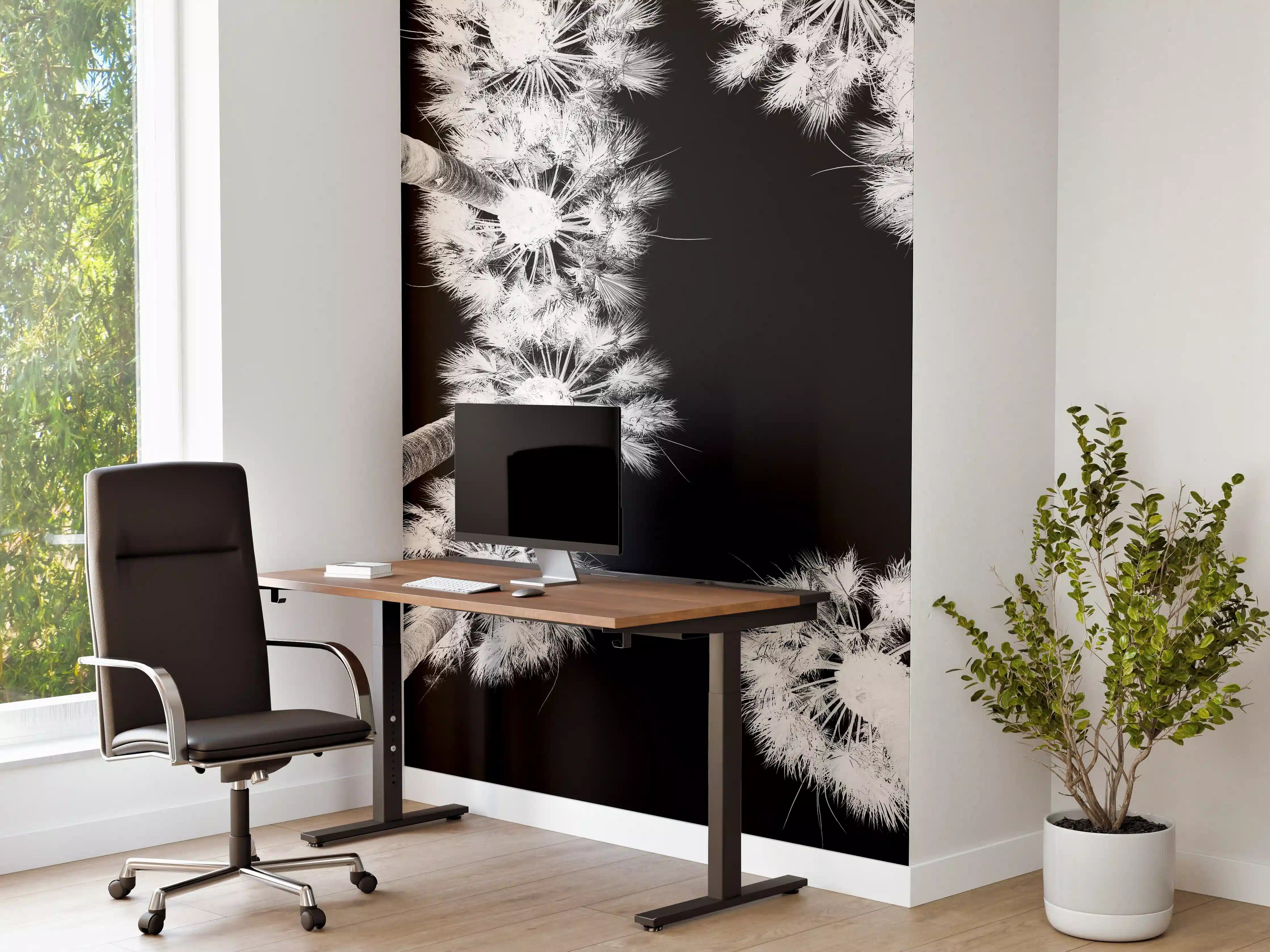 Büro Wandgestaltung - Exotische Palmen - Schwarz-weiß