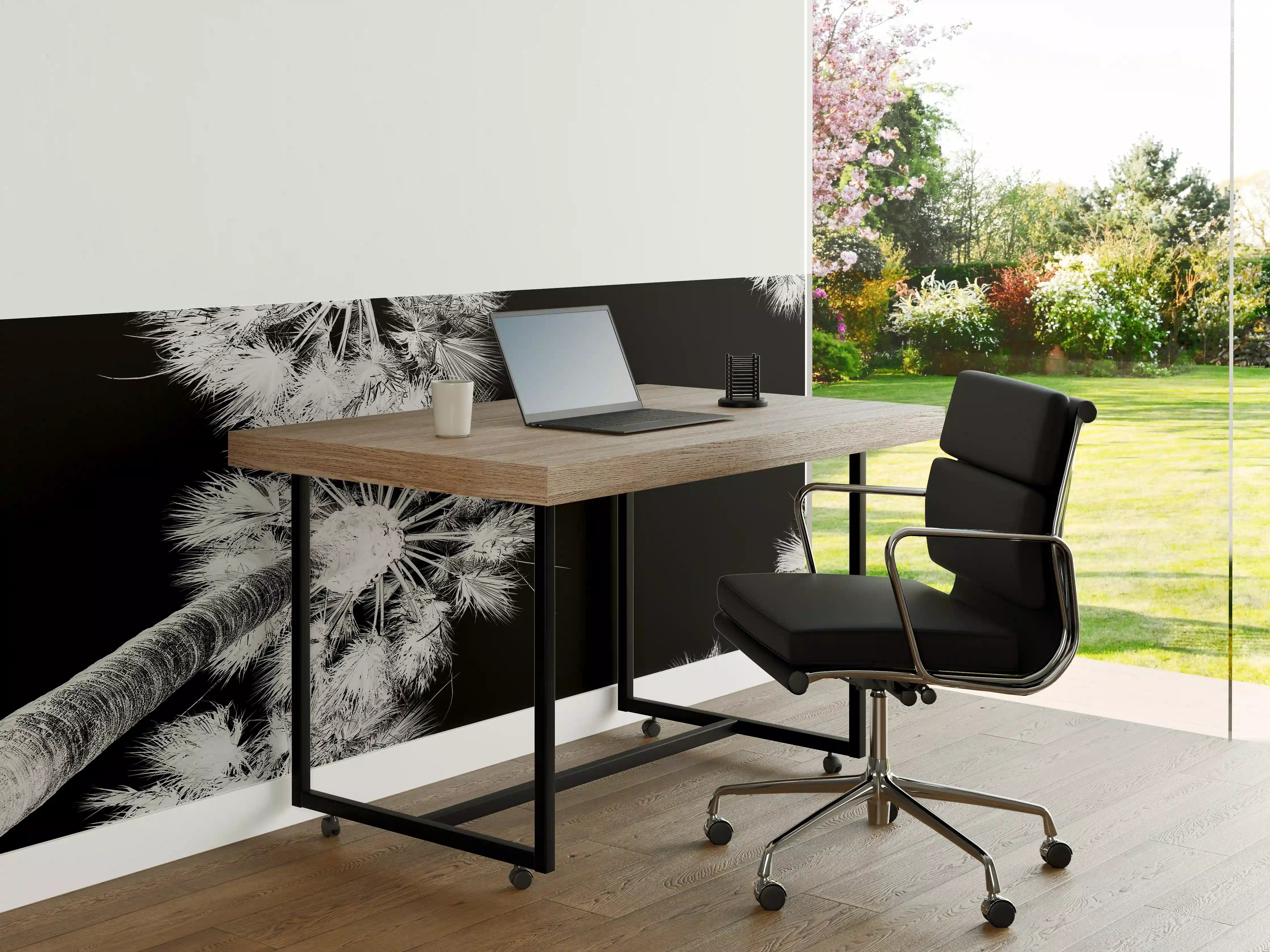 Büro Wandgestaltung - Exotische Palmen - Schwarz-weiß