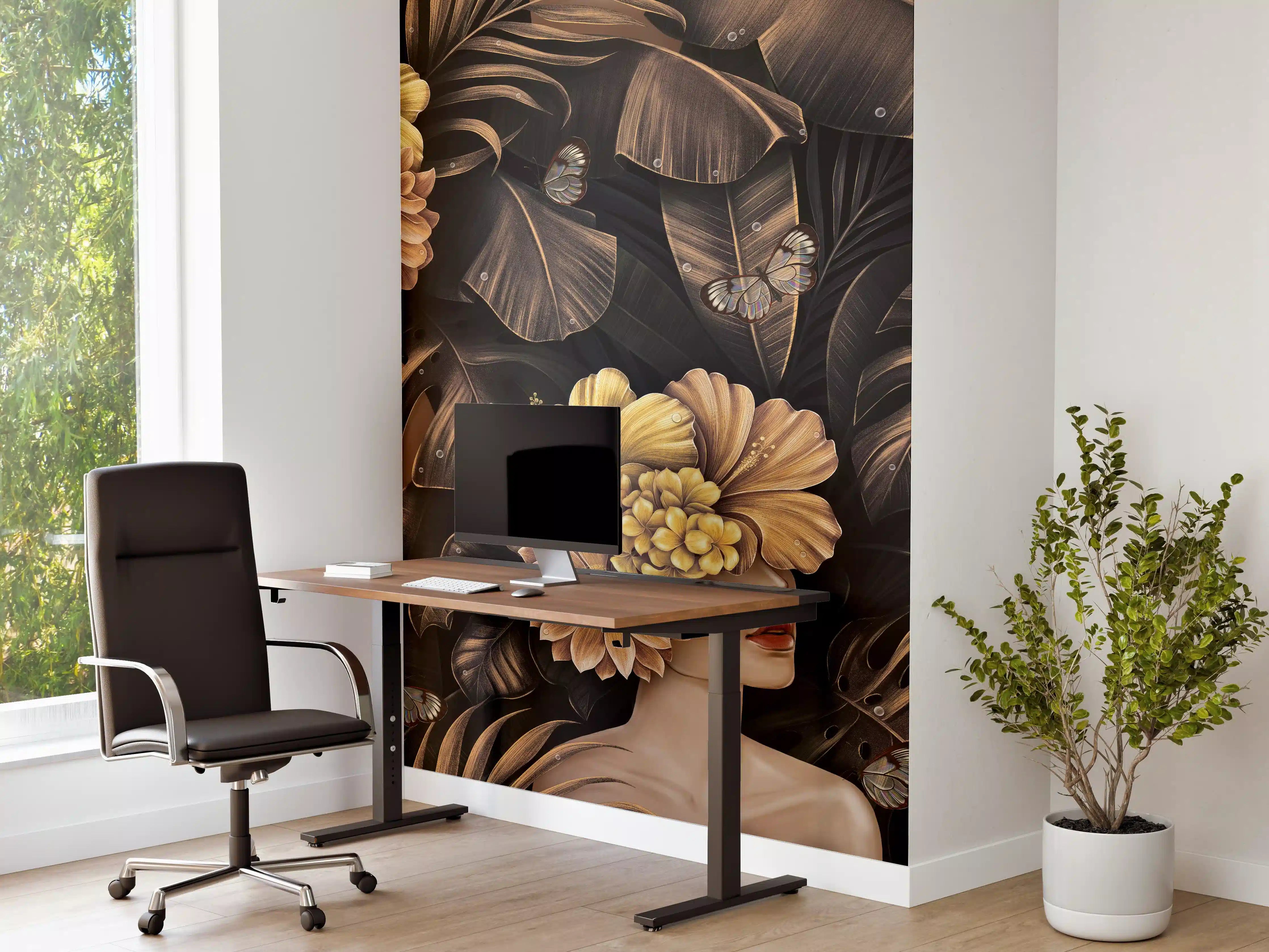 Büro Wandgestaltung - Exotischen Frauen, Blumen Muster