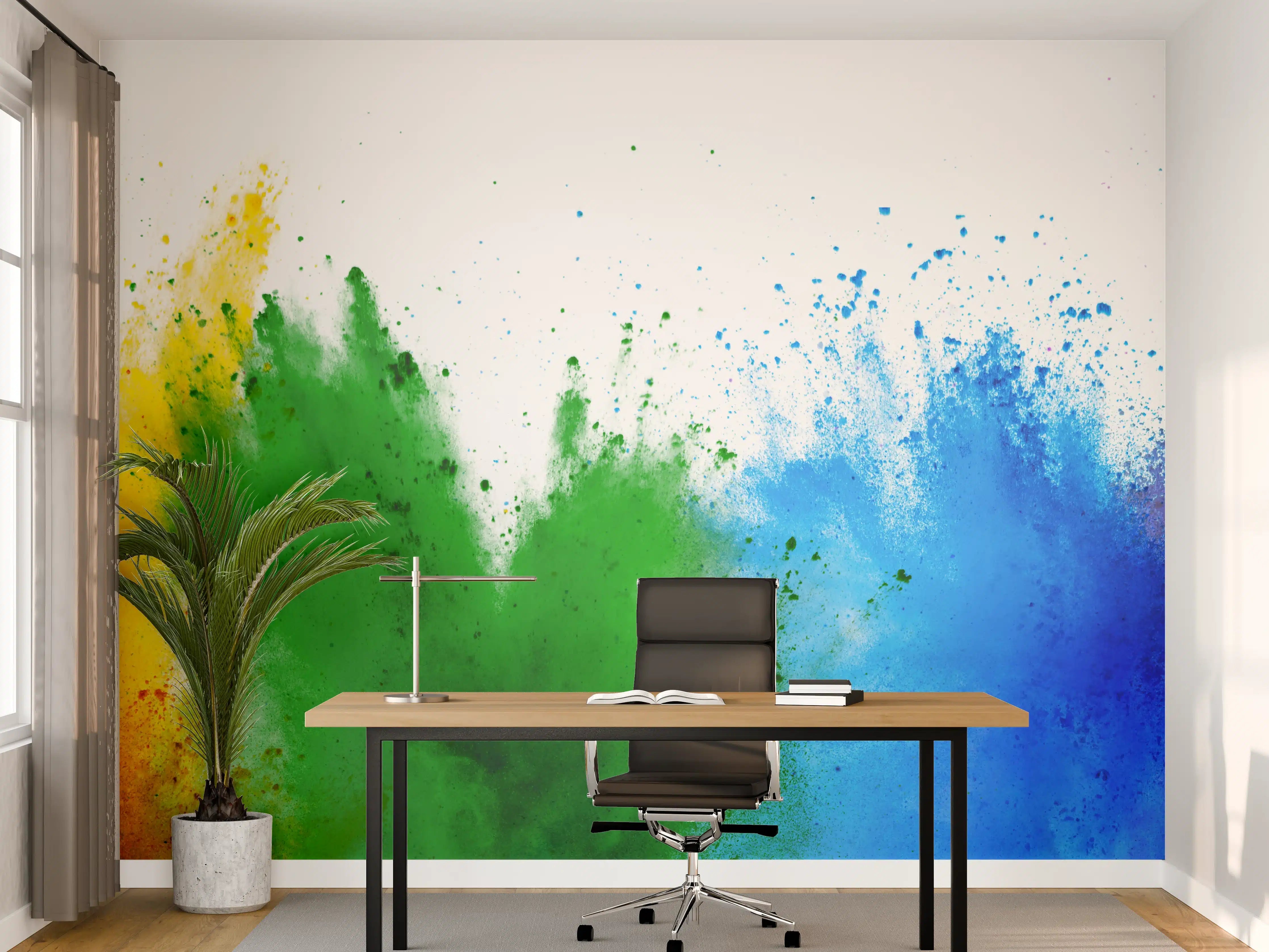 Büro Wandgestaltung - Explosion von buntem Pulver