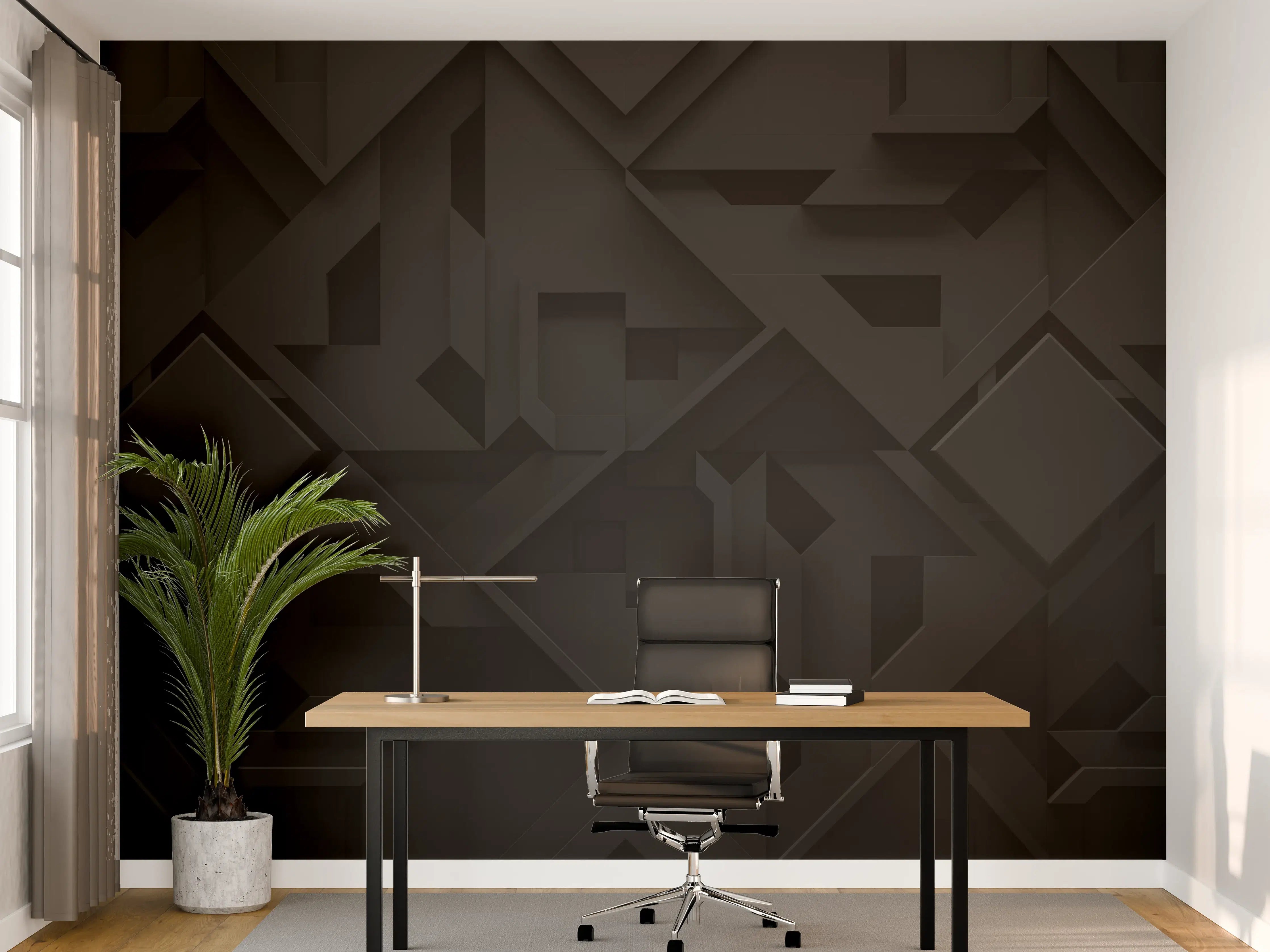 Büro Wandgestaltung - Extra-Dunkler Schwarz 3D Hintergrund