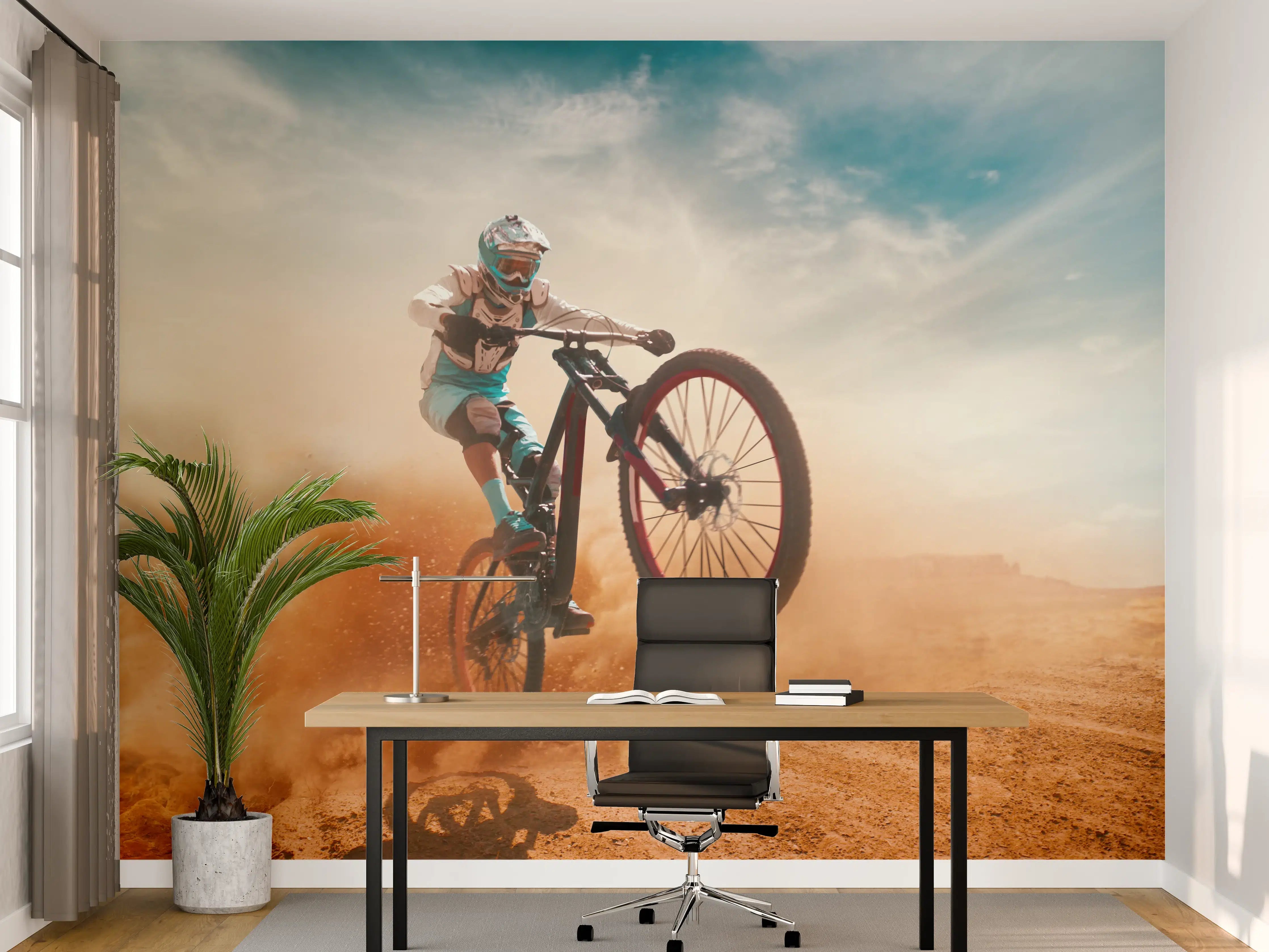 Büro Wandgestaltung - Fahrrad Fahrer - Wüstenlandschaft