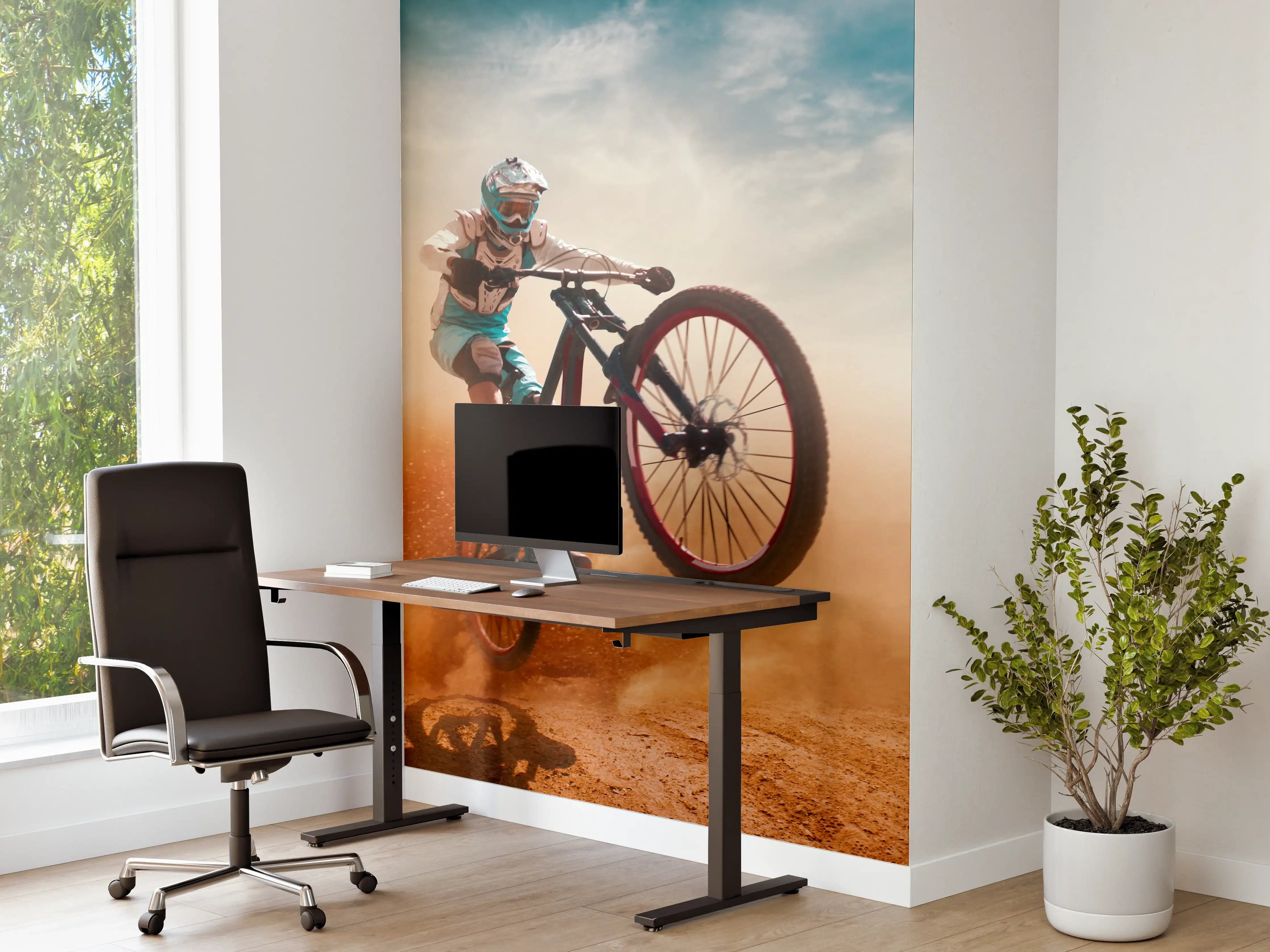 Büro Wandgestaltung - Fahrrad Fahrer - Wüstenlandschaft