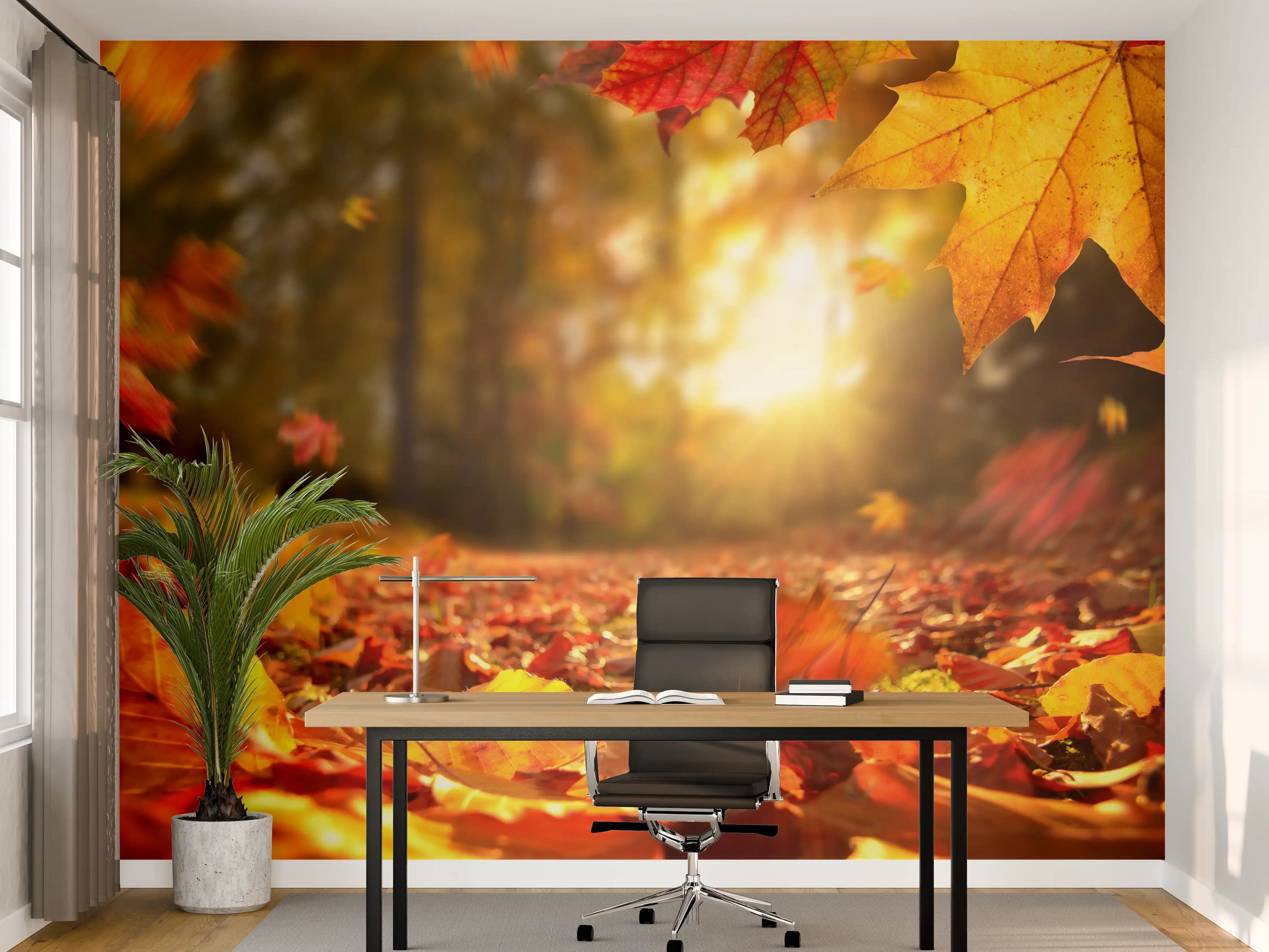 Büro Wandgestaltung - Fallende Blätter im Herbst