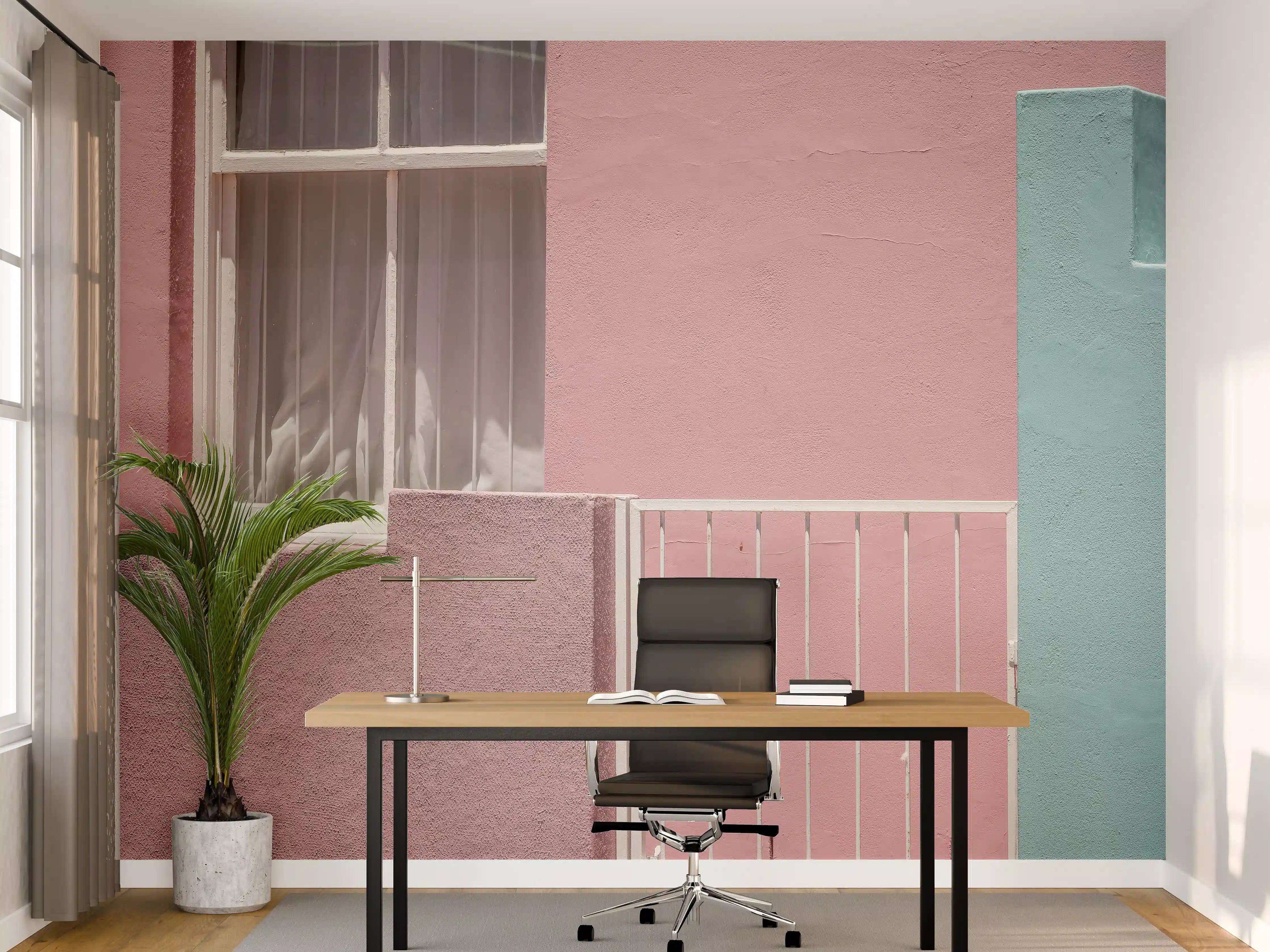 Büro Wandgestaltung - Farbenfrohe Fassade mit Fenster