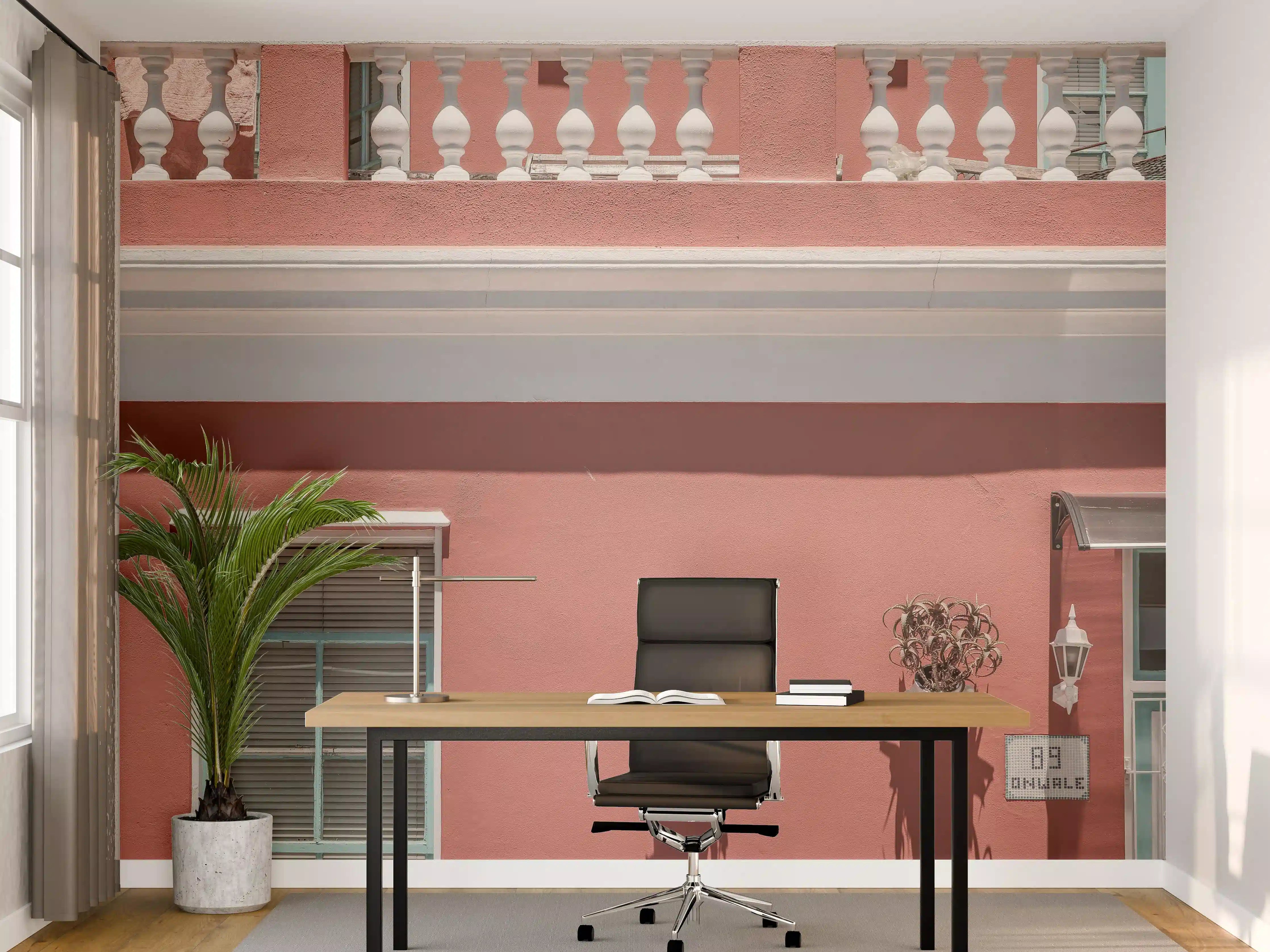 Büro Wandgestaltung - Farbenfrohe Hausfassade Pink