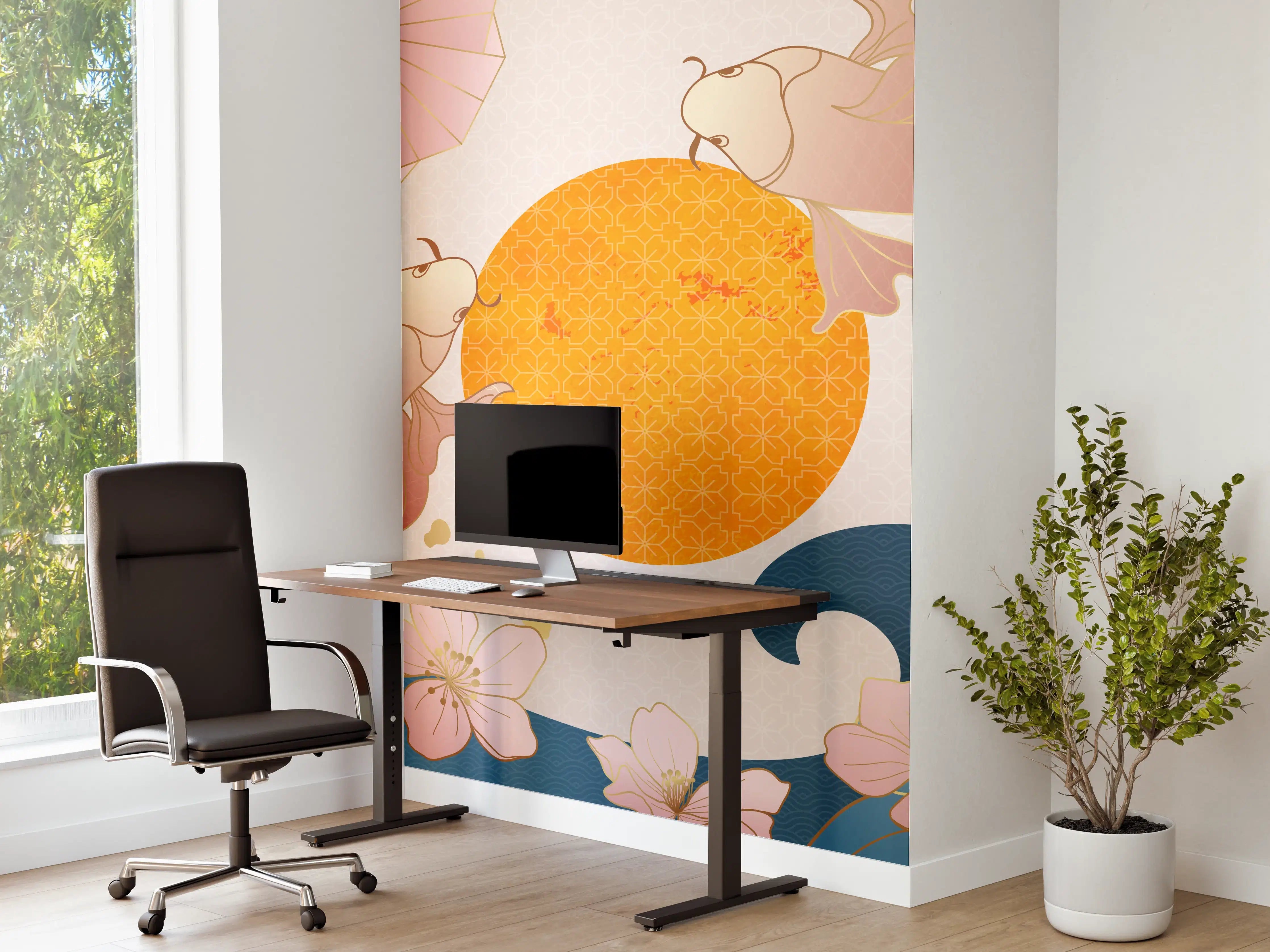 Büro Wandgestaltung - Farbenfrohe Koi-Illustration