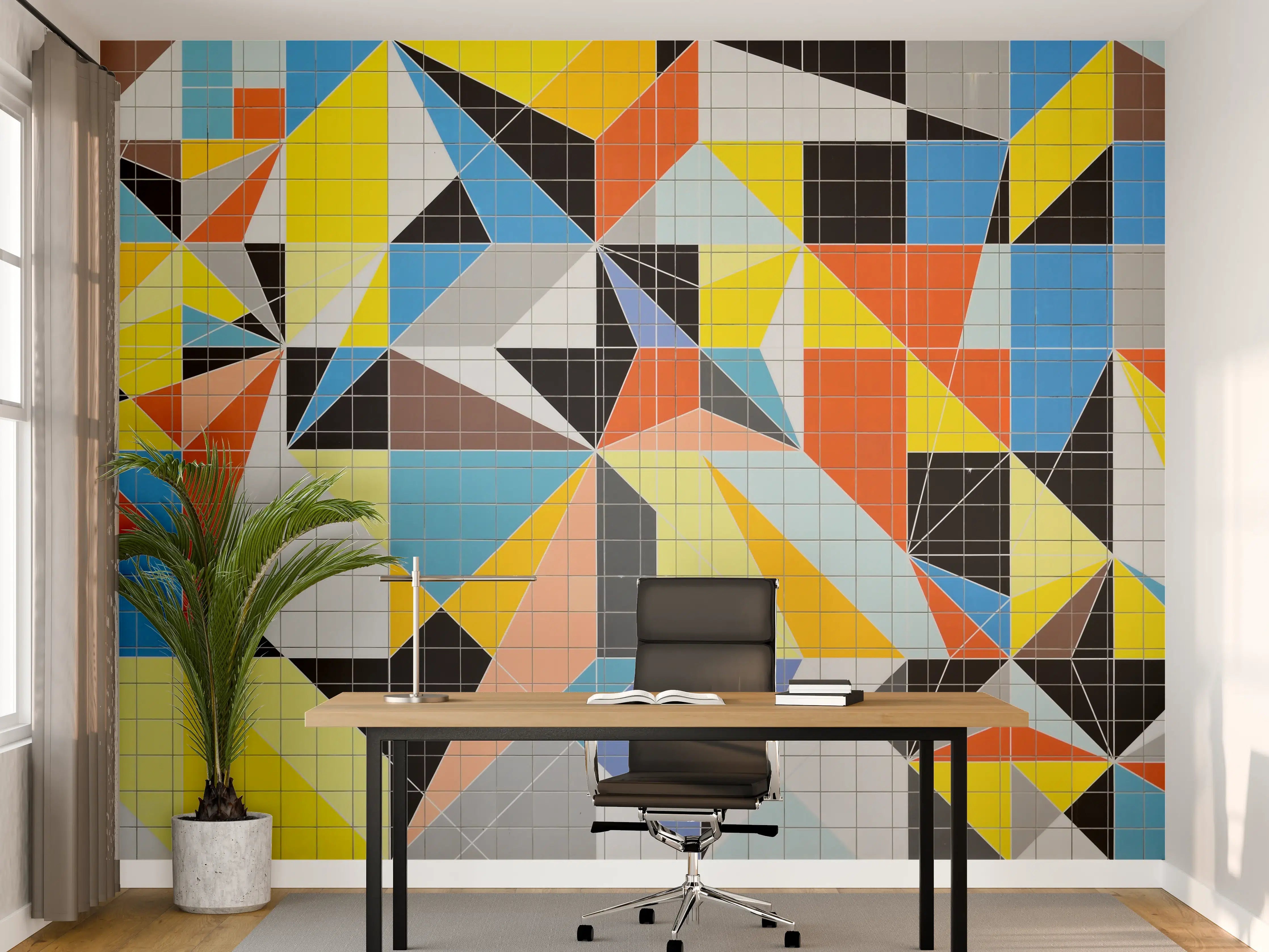 Büro Wandgestaltung - Farbenfrohe geometrische Kunst
