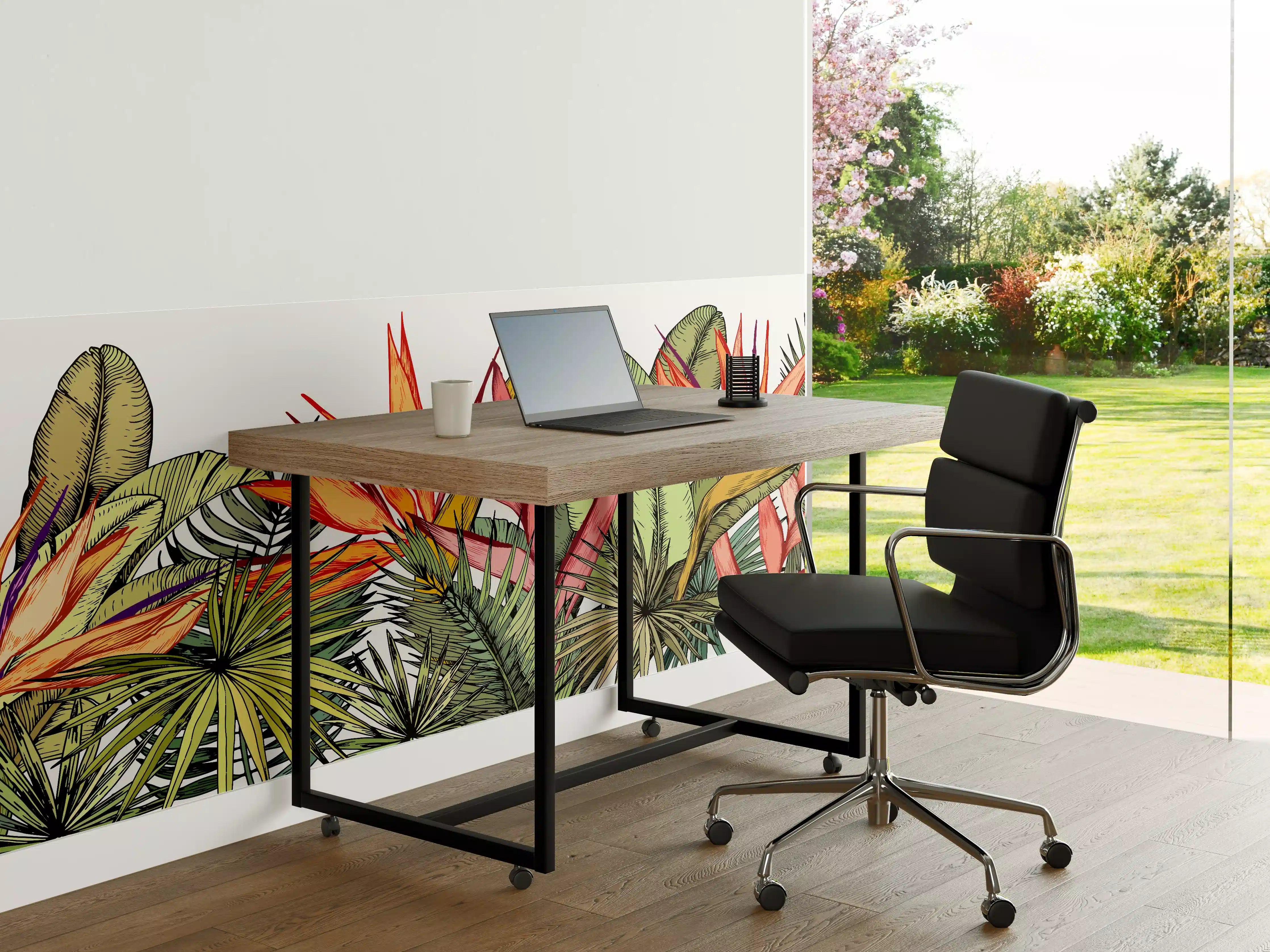 Büro Wandgestaltung - Farbenfroher Pflanzen-Print
