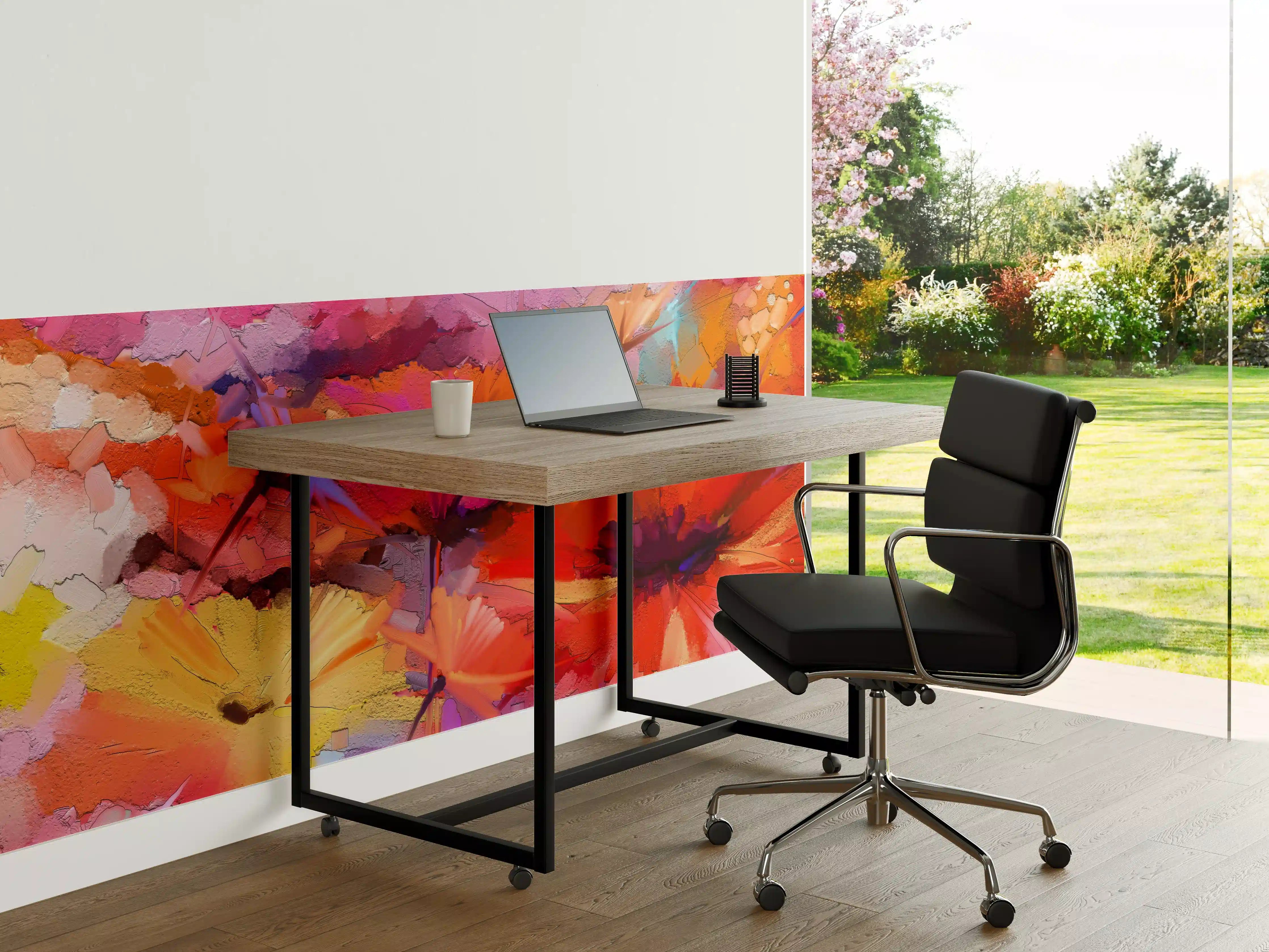 Büro Wandgestaltung - Farbenfrohes Gemälde von Frühlingsblumen