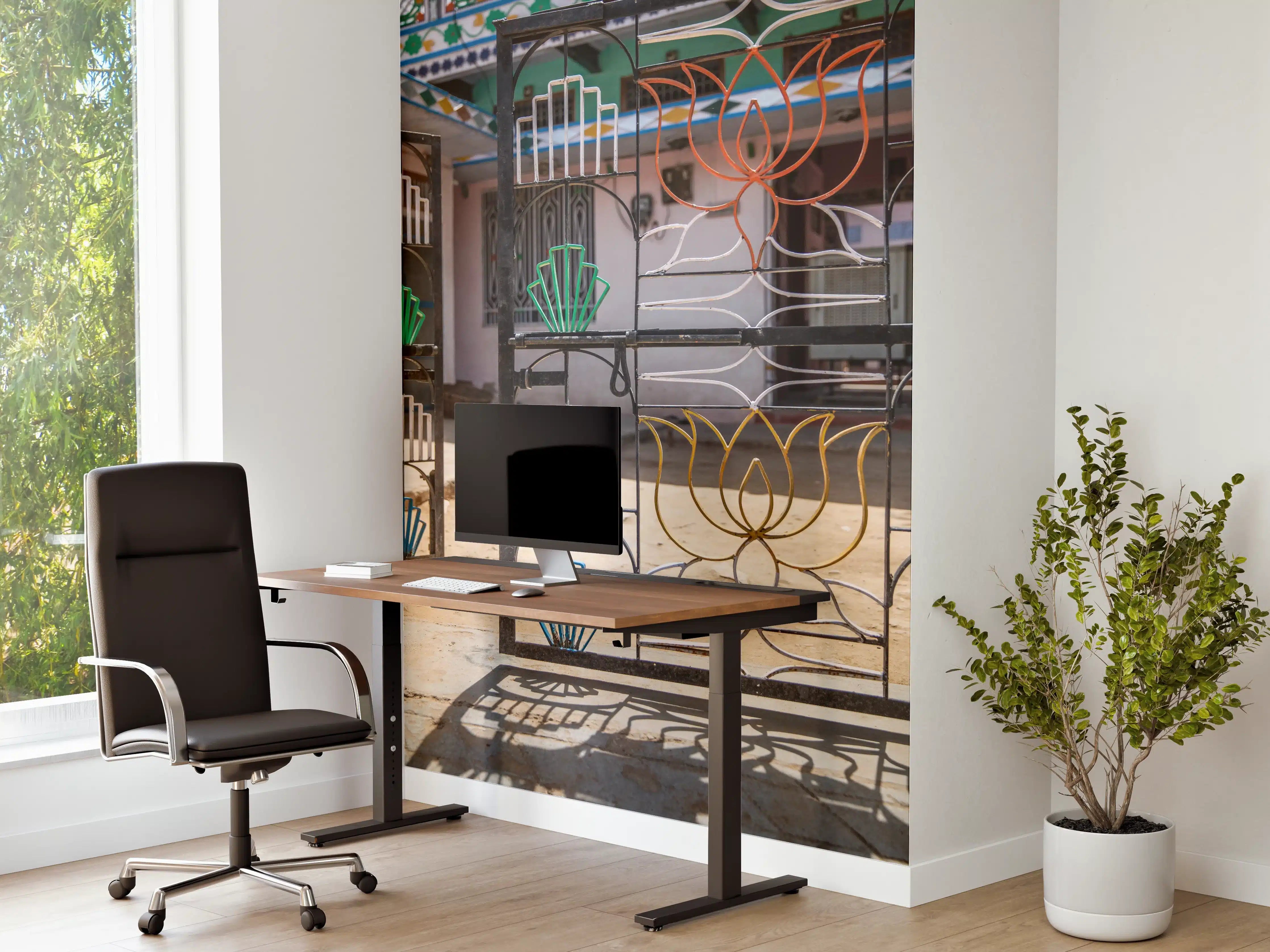 Büro Wandgestaltung - Farbenfrohes Lotus-Tor-Design