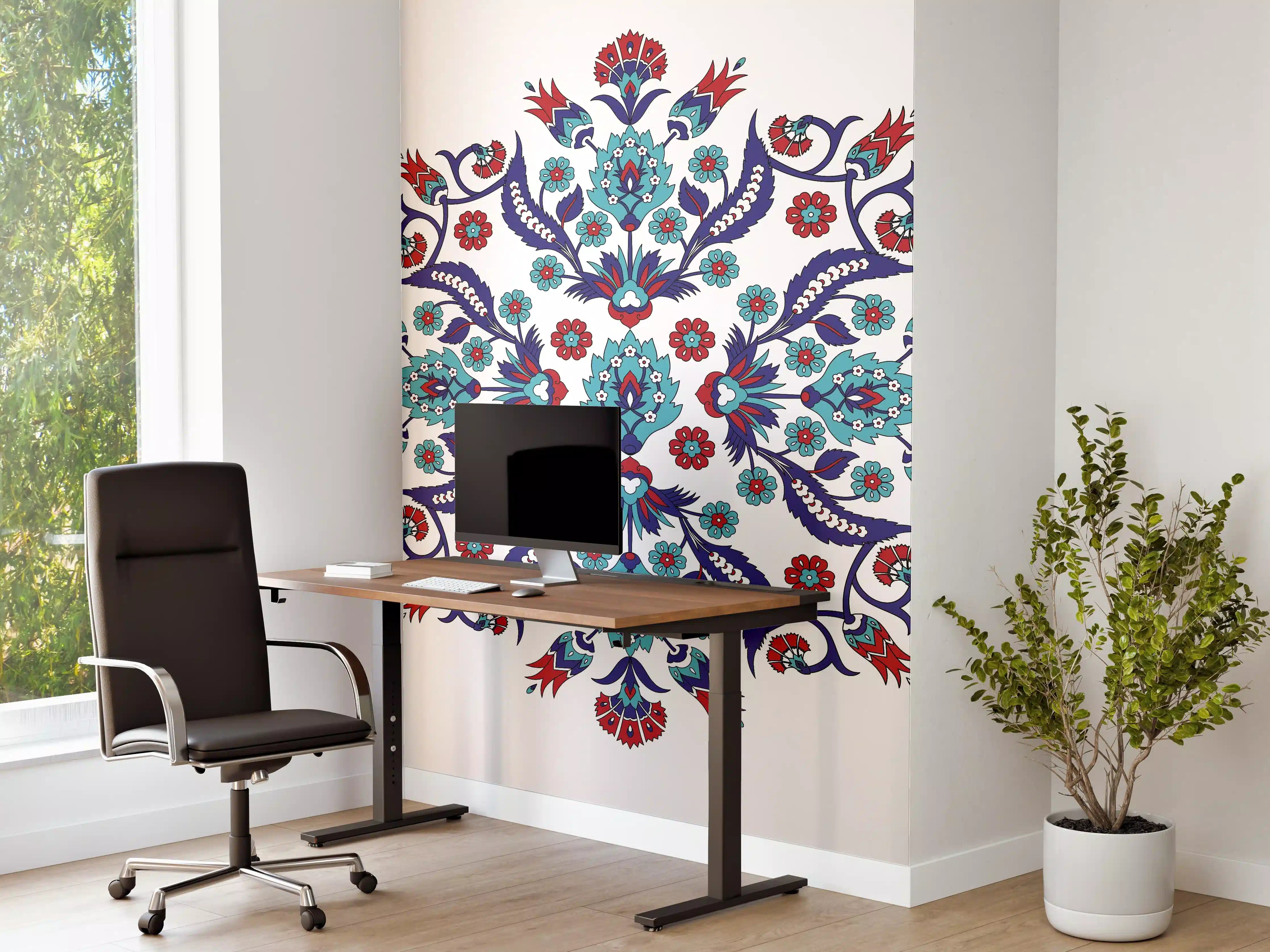 Büro Wandgestaltung - Farbenprächtiges Blumen Mandala