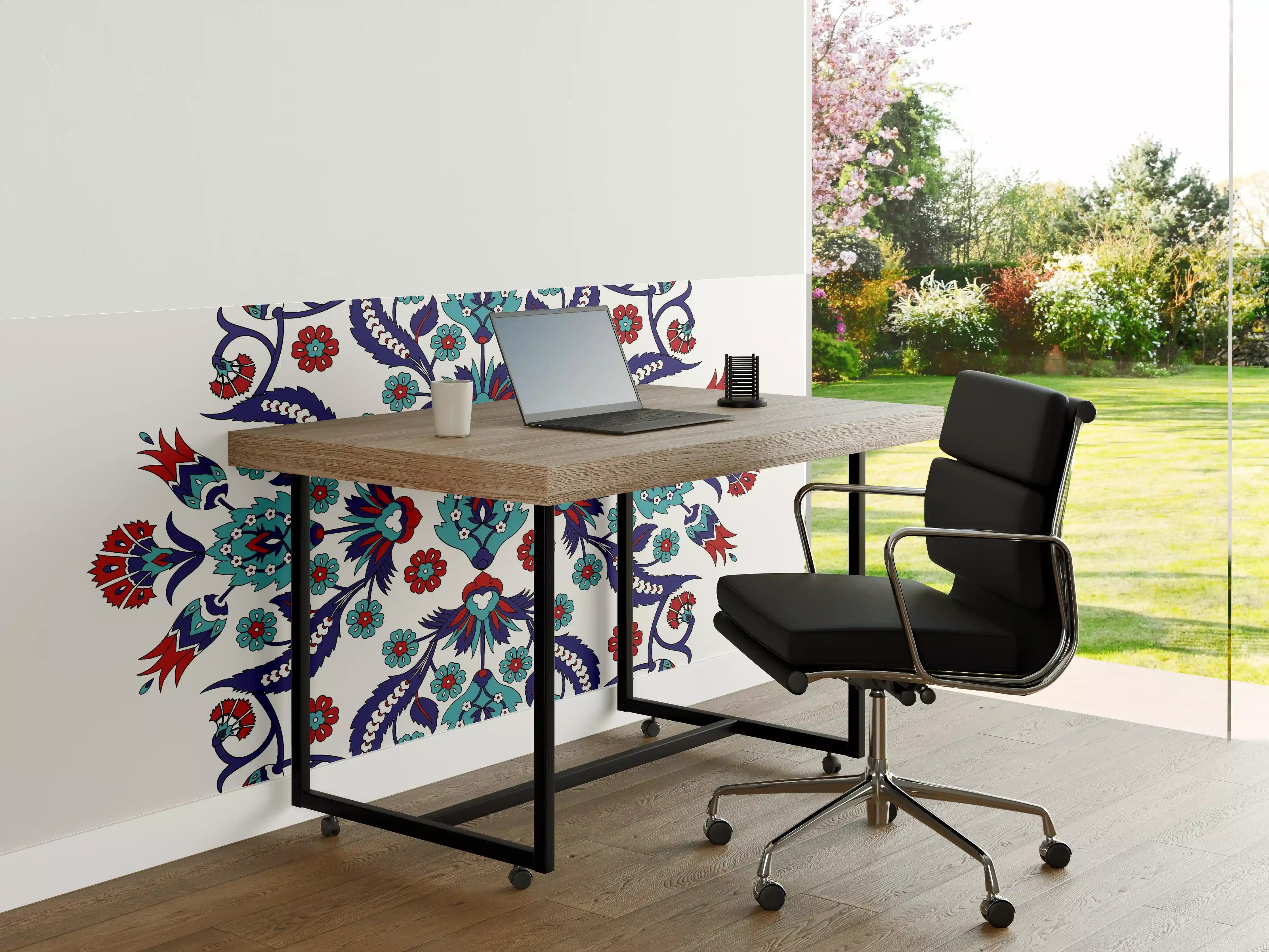 Büro Wandgestaltung - Farbenprächtiges Blumen Mandala