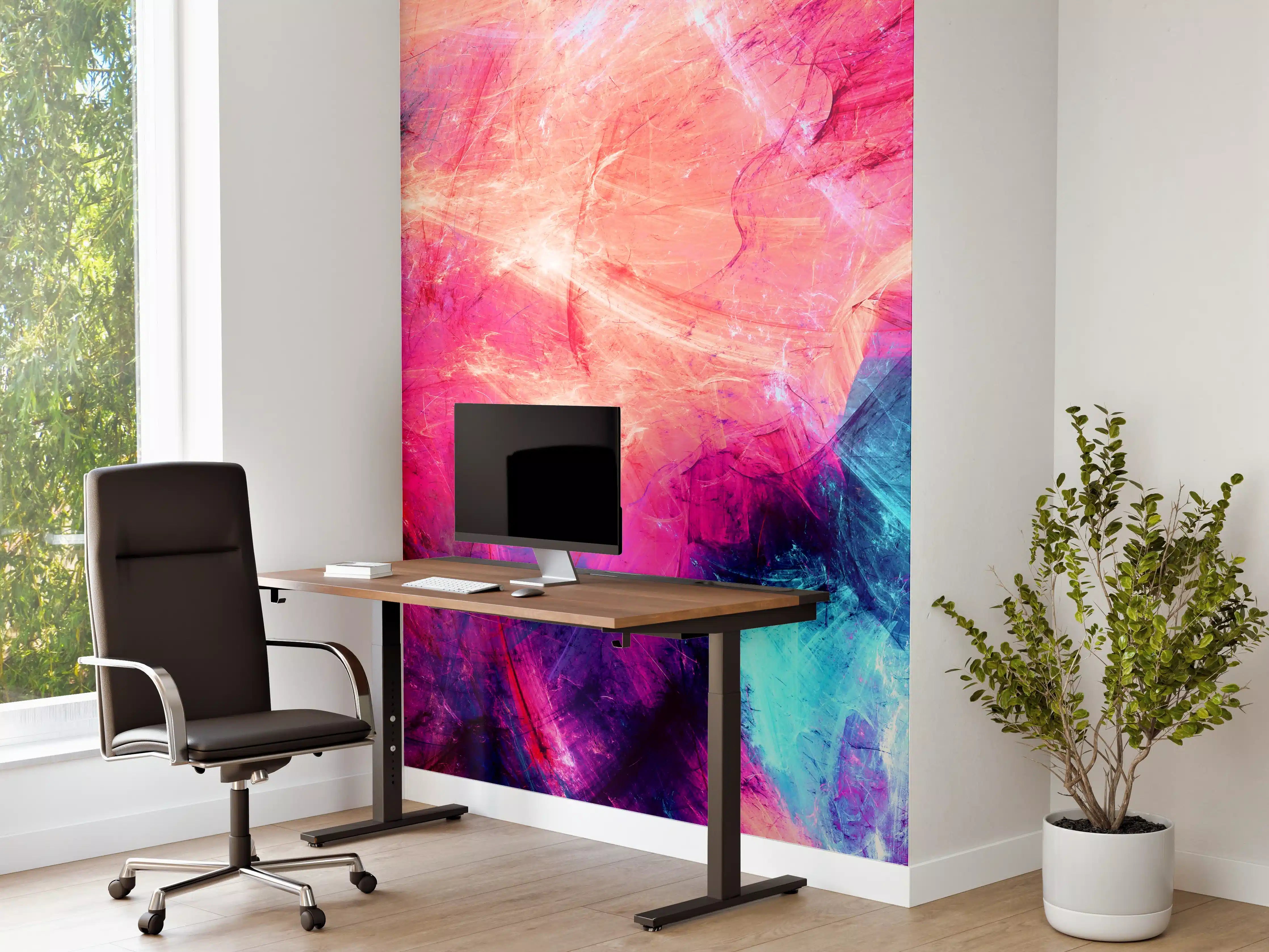 Büro Wandgestaltung - Farbexplosion in Blau, Pink und Orange