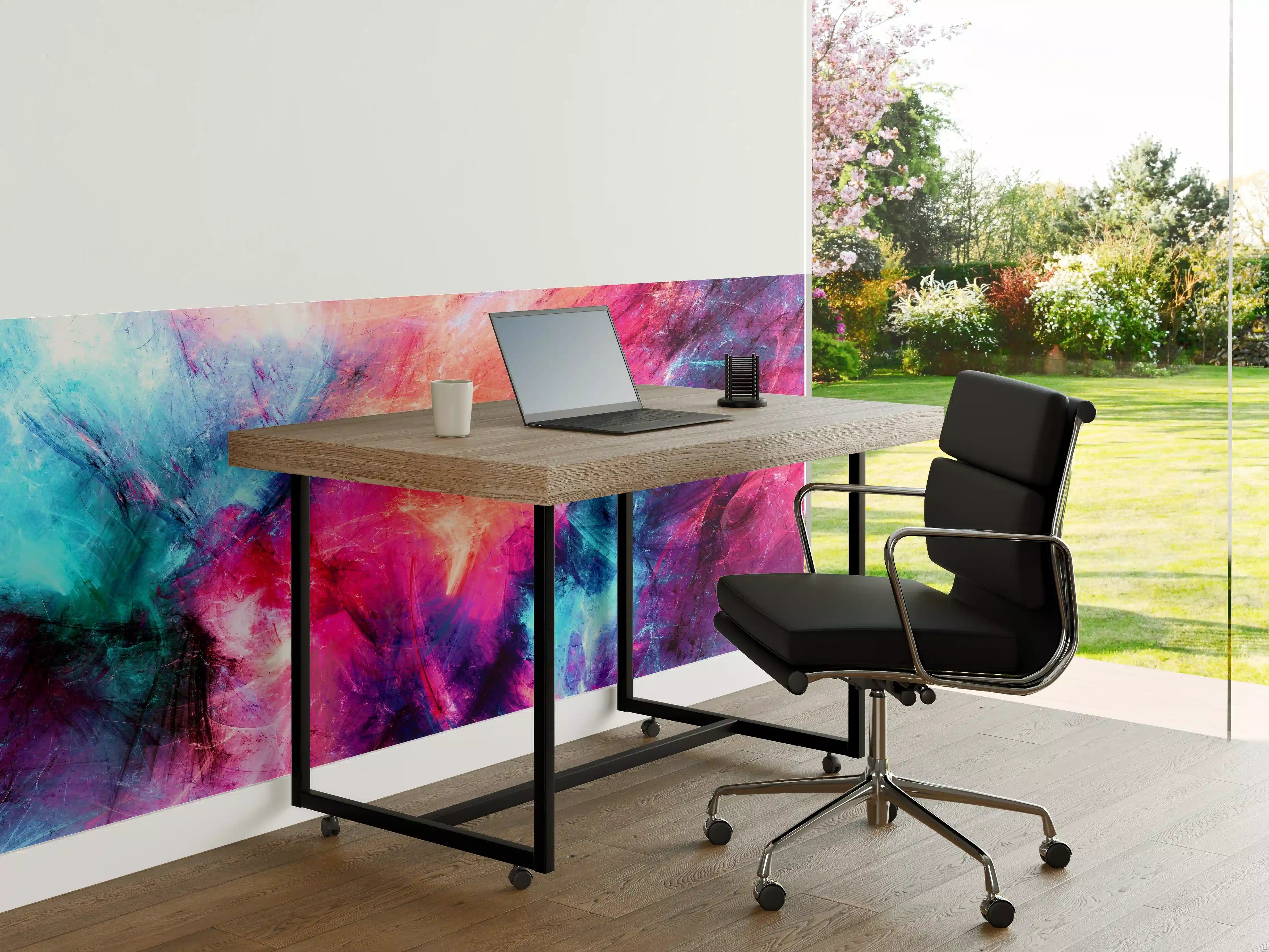 Büro Wandgestaltung - Farbexplosion in Blau, Pink und Orange