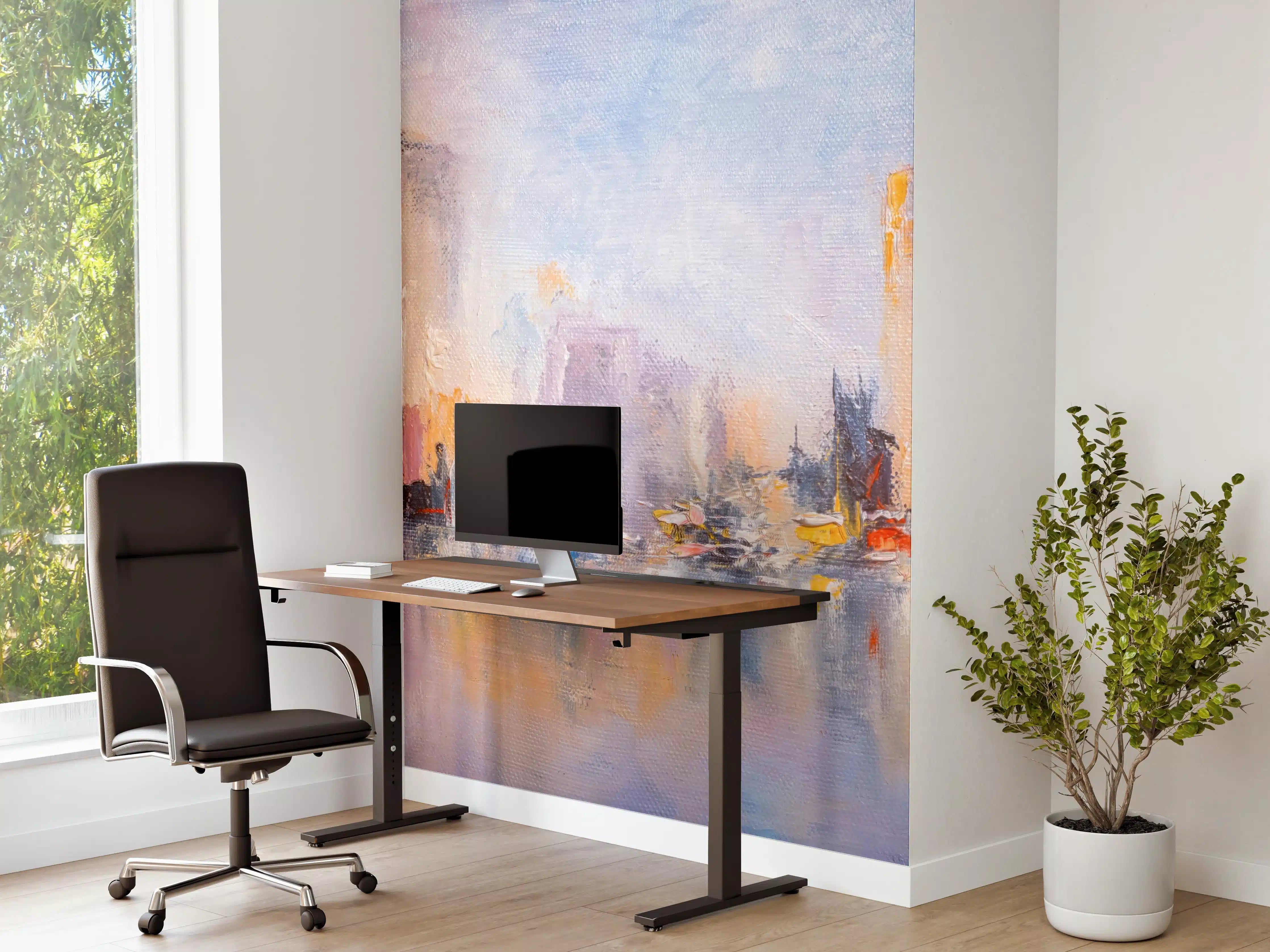Büro Wandgestaltung - Farbige Stadtlandschaft bei Sonnenaufgang