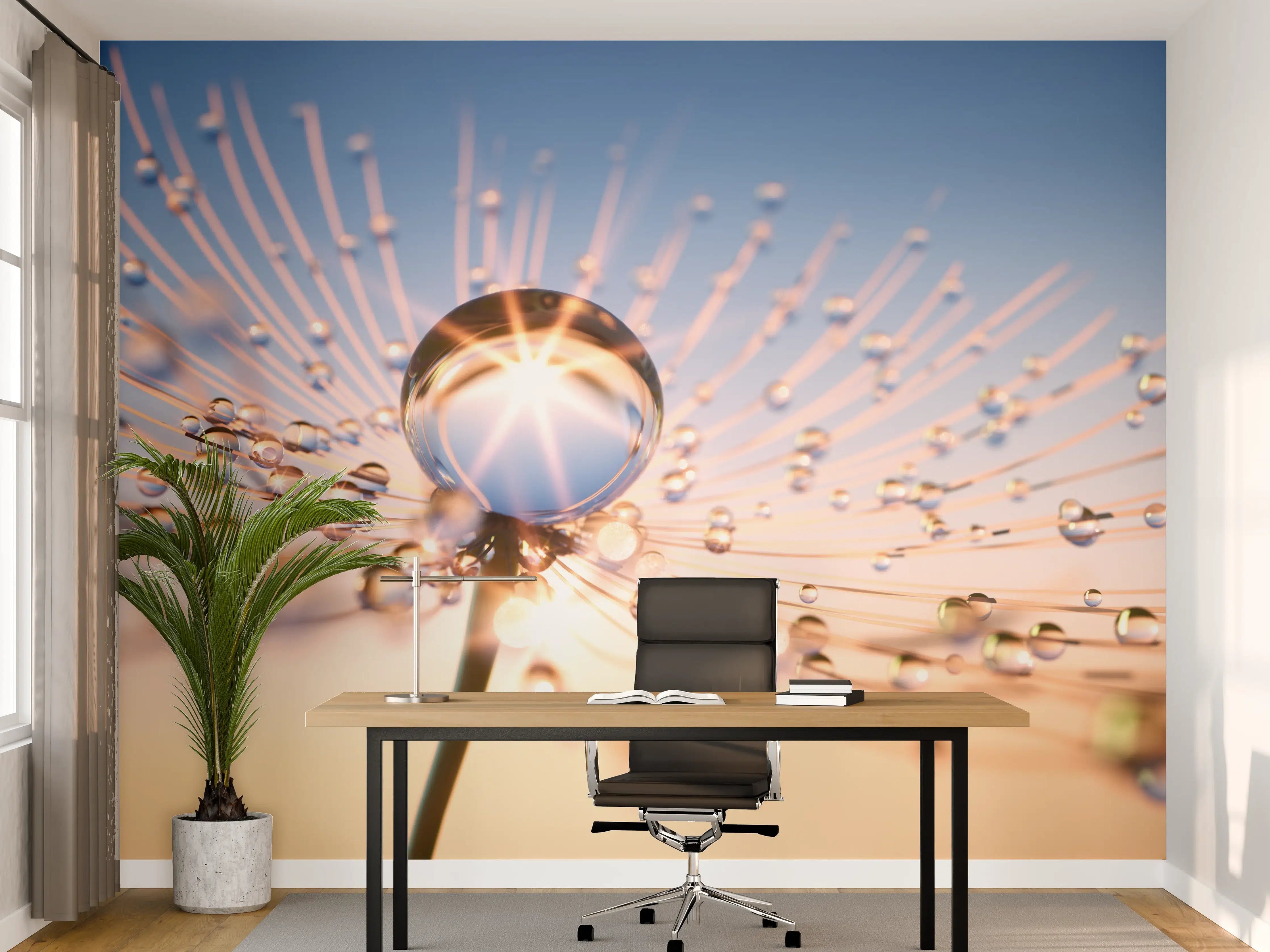 Büro Wandgestaltung - Faszinierende Nahaufnahme einer Wassertröpfchen-Perle