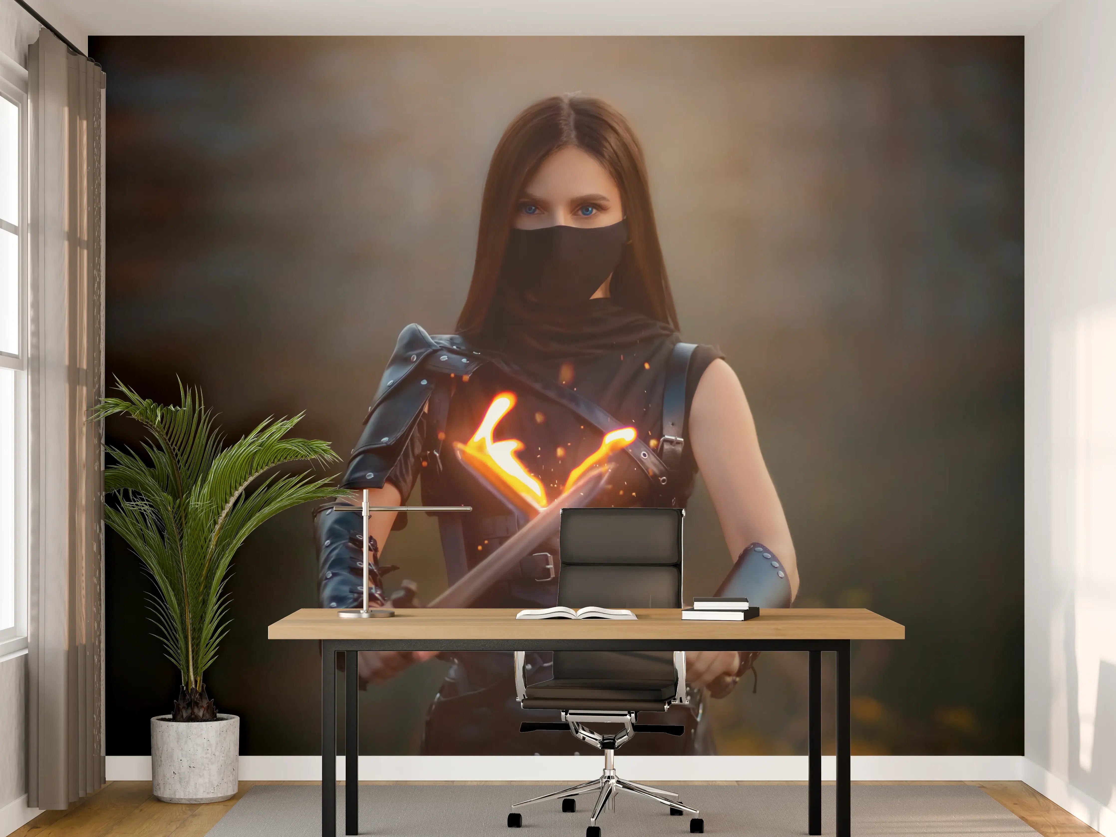 Büro Wandgestaltung - Feurige Assassinen-Kriegerin