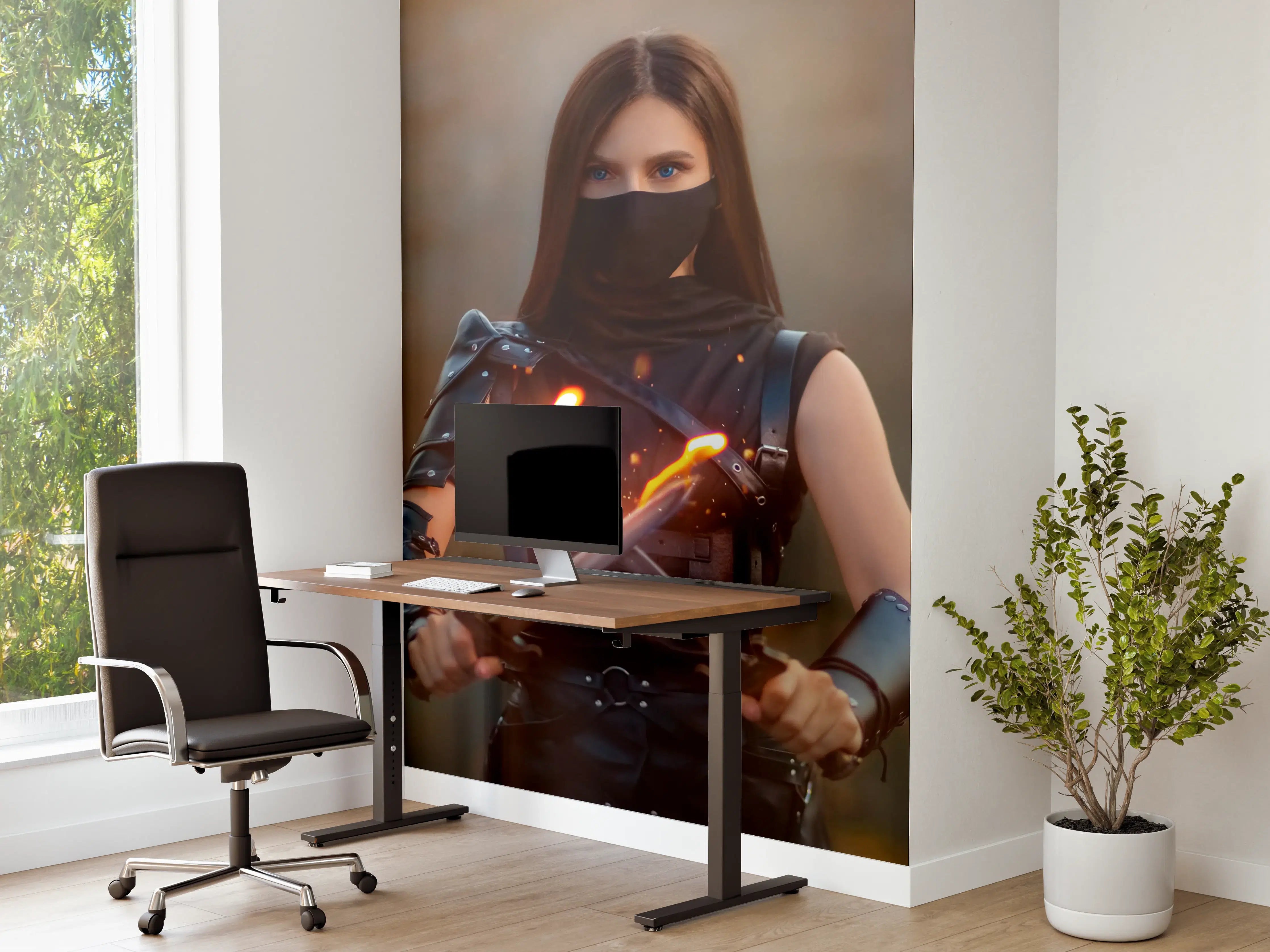 Büro Wandgestaltung - Feurige Assassinen-Kriegerin