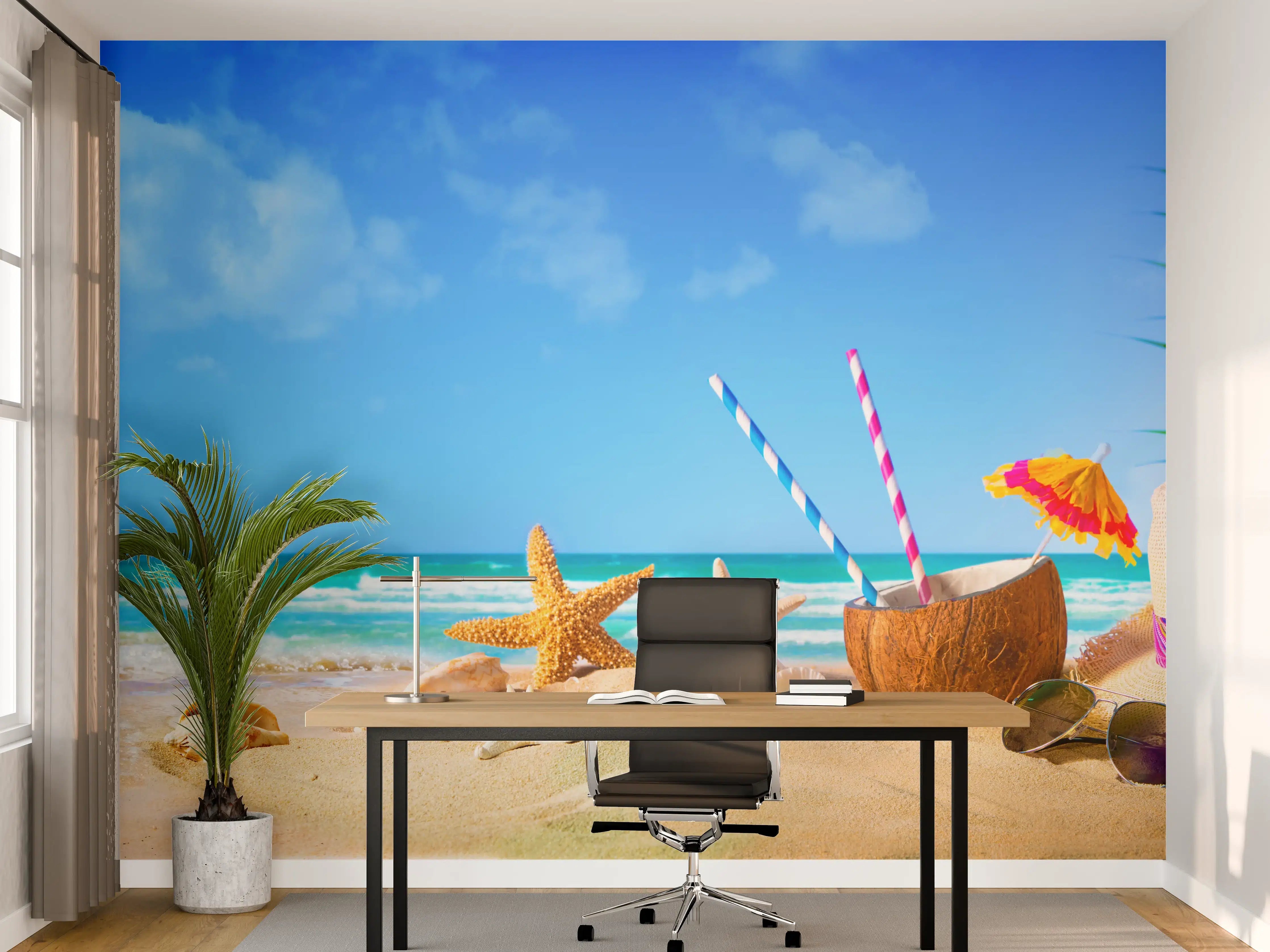 Büro Wandgestaltung - Fisch-Design in Blau und Weiß