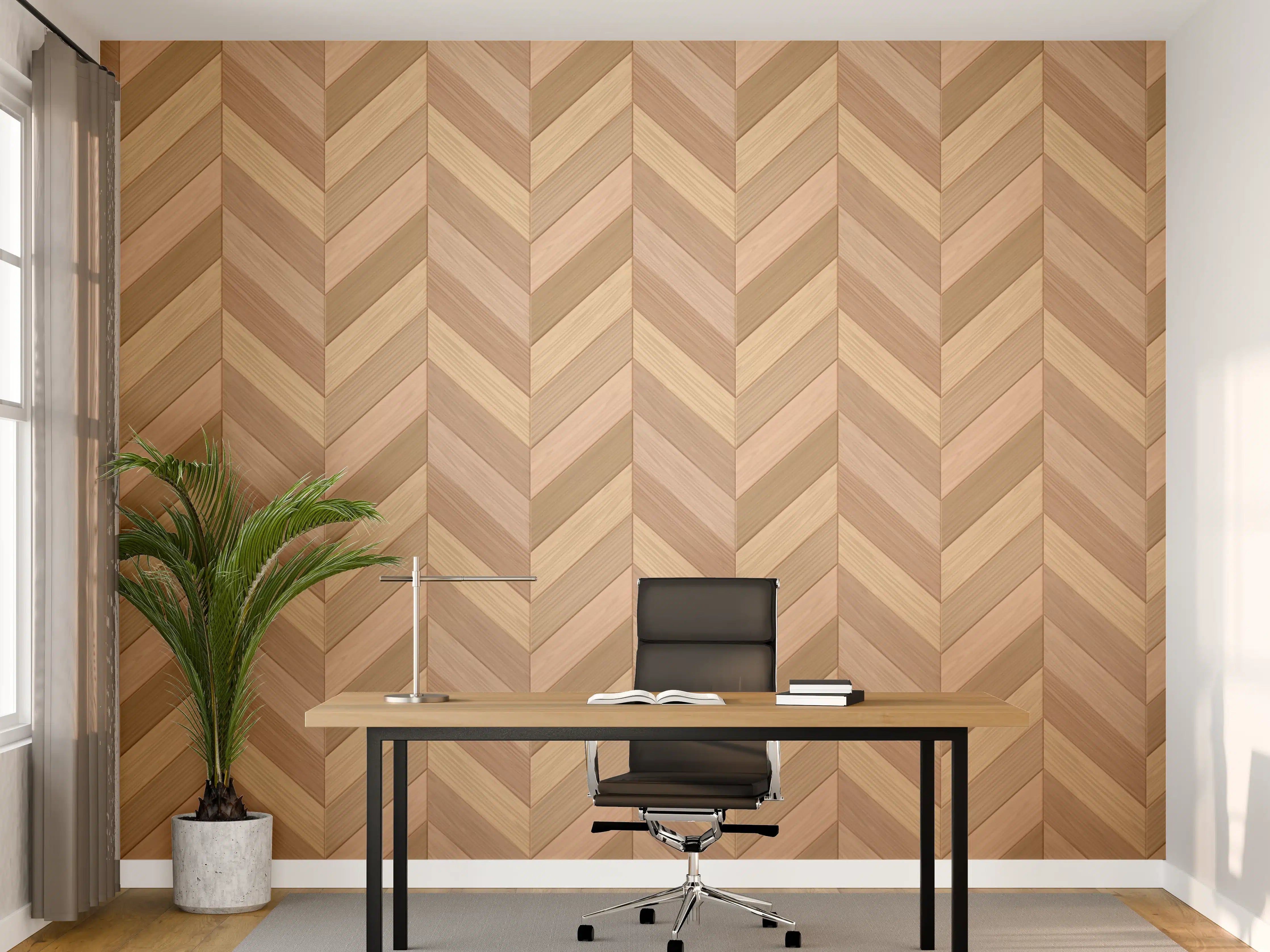 Büro Wandgestaltung - Fischgrät Parkett Braun