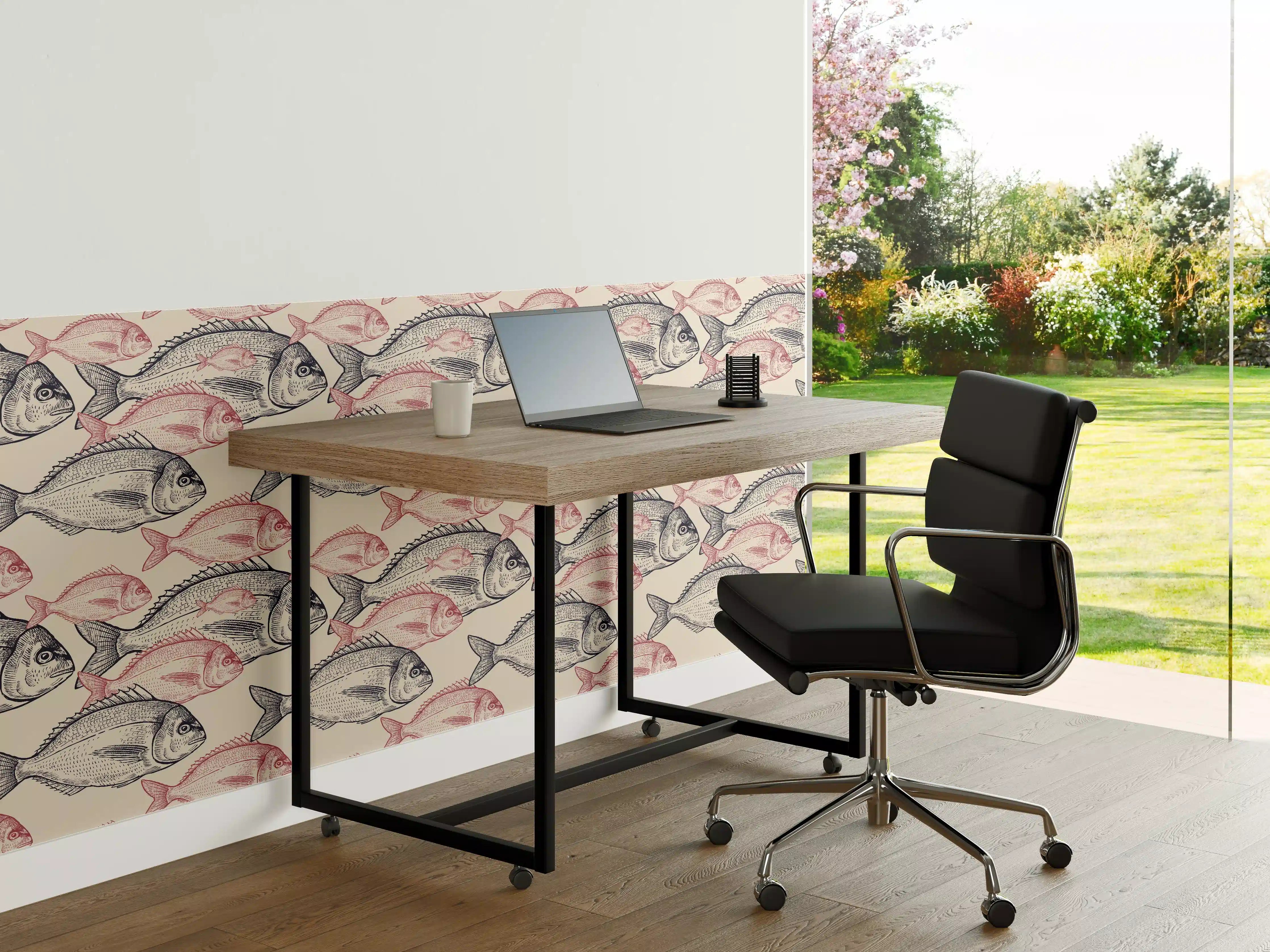 Büro Wandgestaltung - Fischmuster im Vintage-Stil