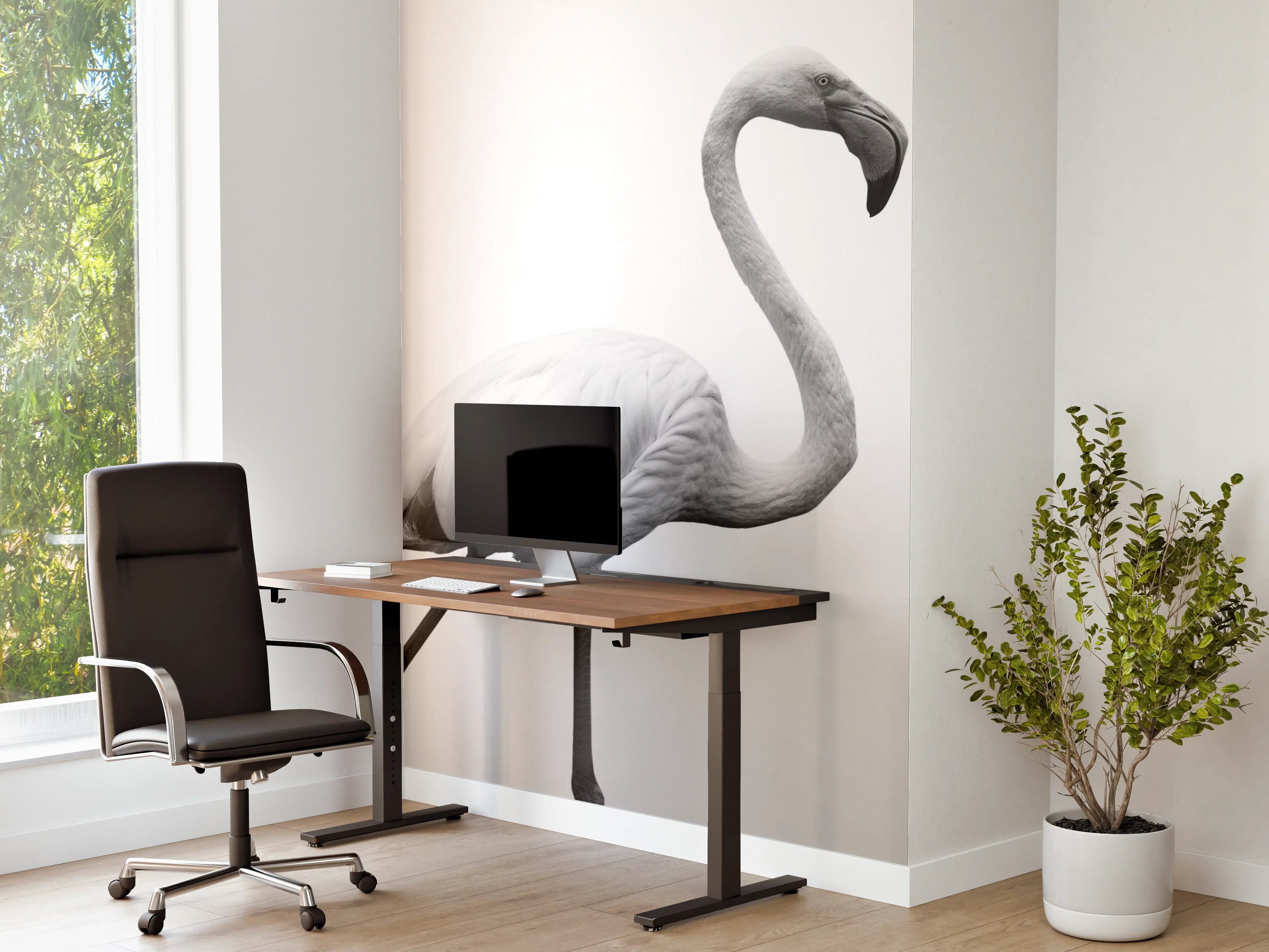 Büro Wandgestaltung - Flamingo - schwarz-weiß