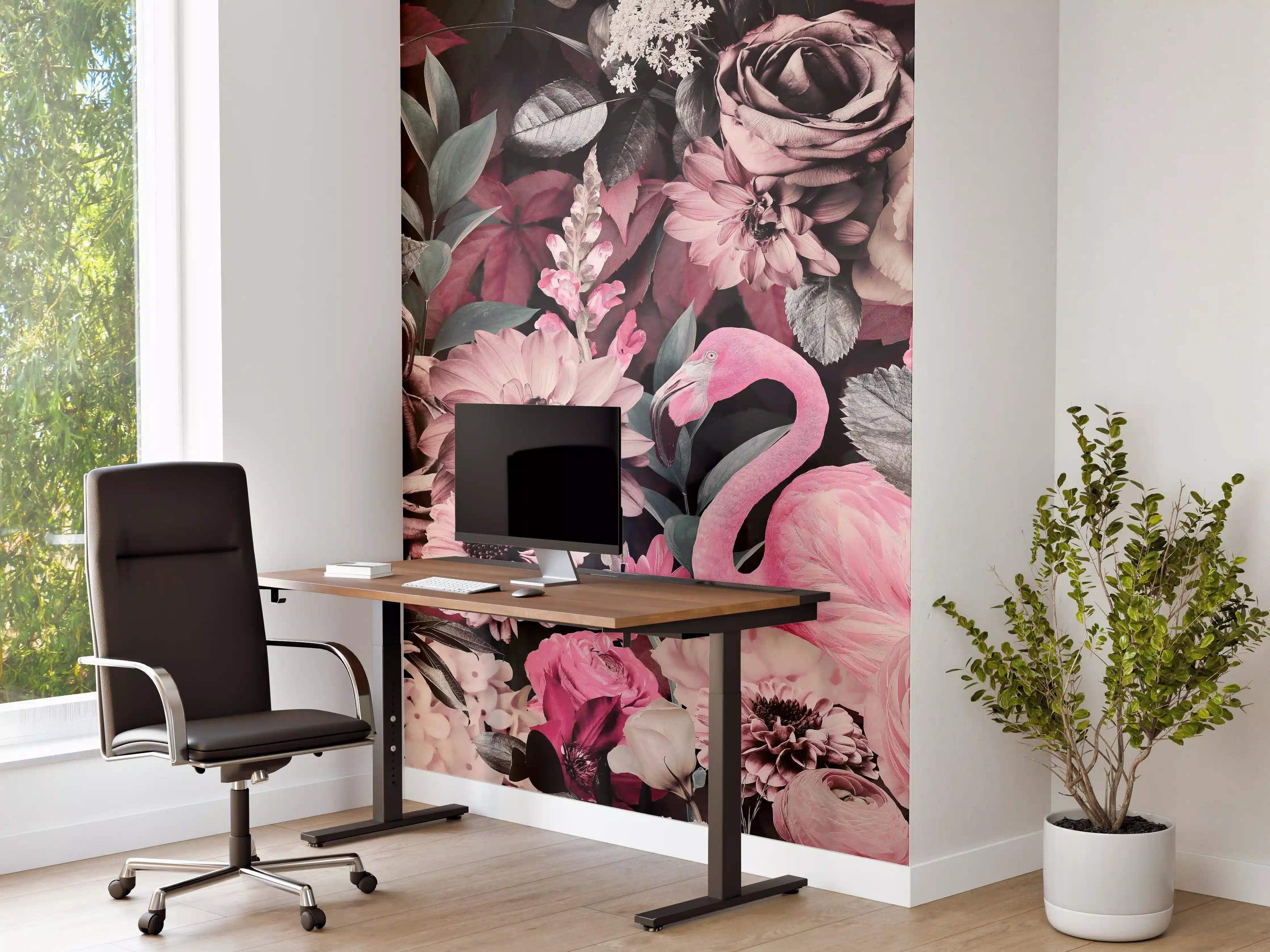 Büro Wandgestaltung - Flamingo Garten - Floral