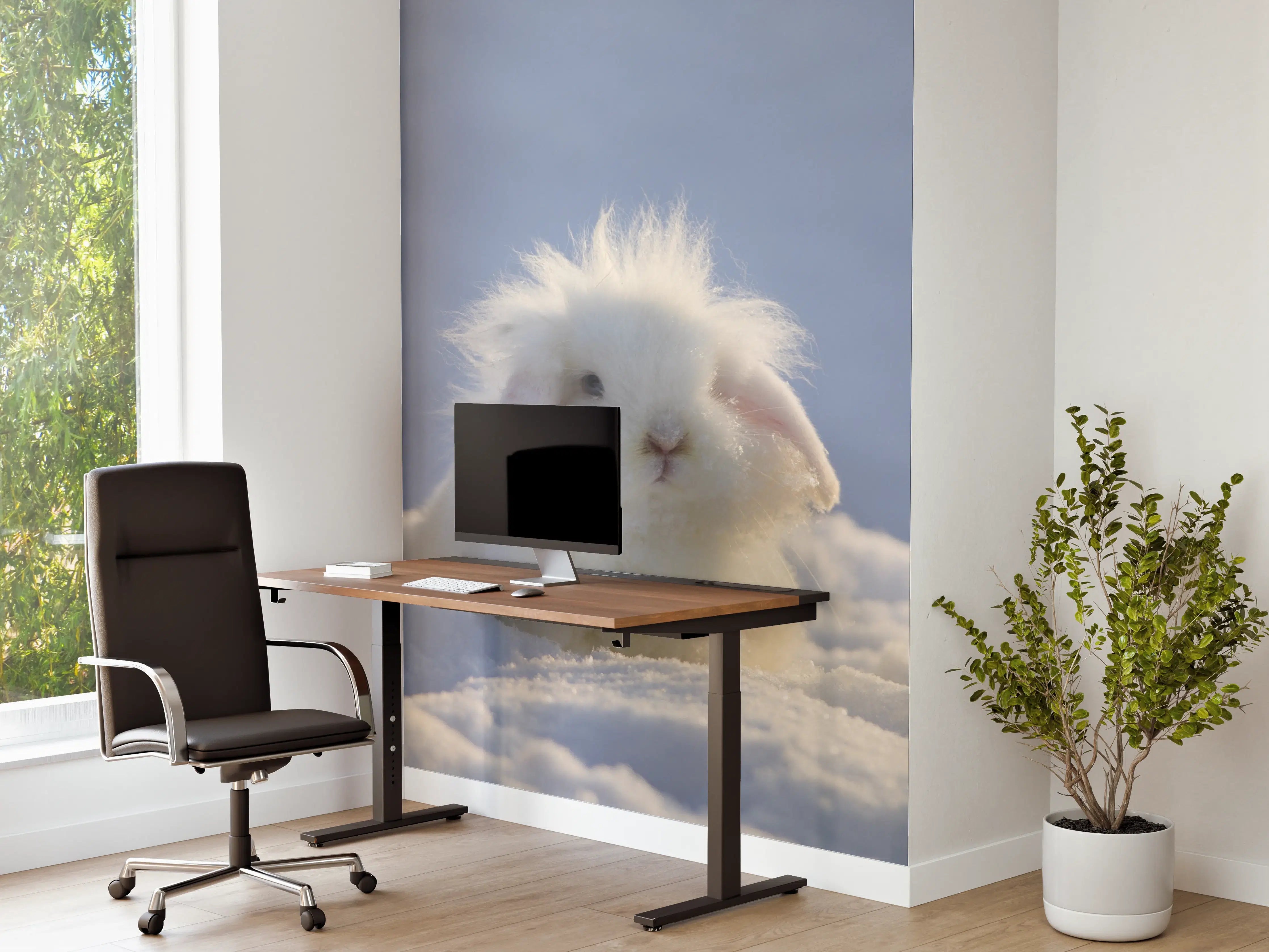 Büro Wandgestaltung - Flauschiges Kaninchen im Schnee