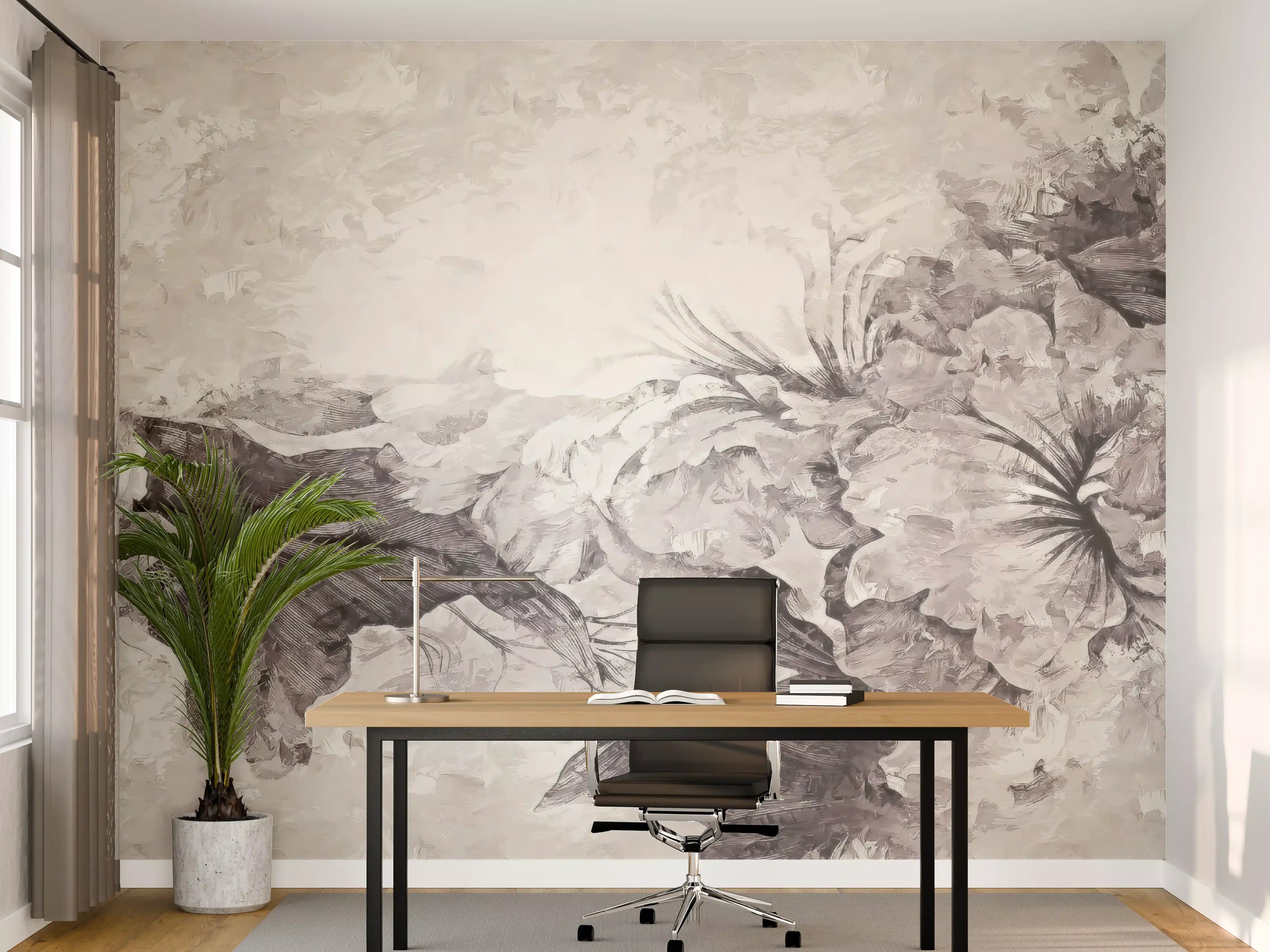 Büro Wandgestaltung - Floral Grau Abstrakte Textur