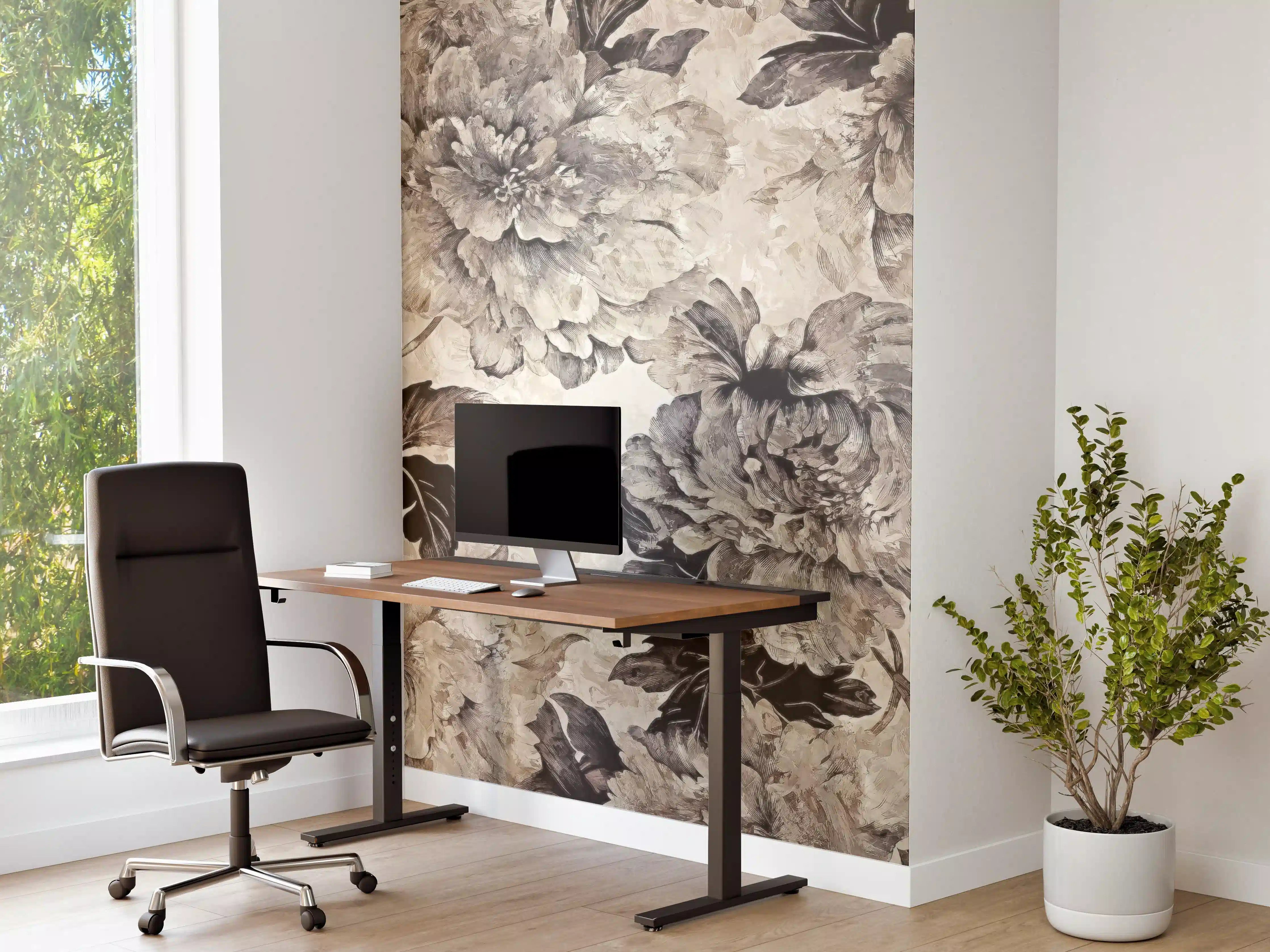 Büro Wandgestaltung - Floral Grau-Beige Kunstposter