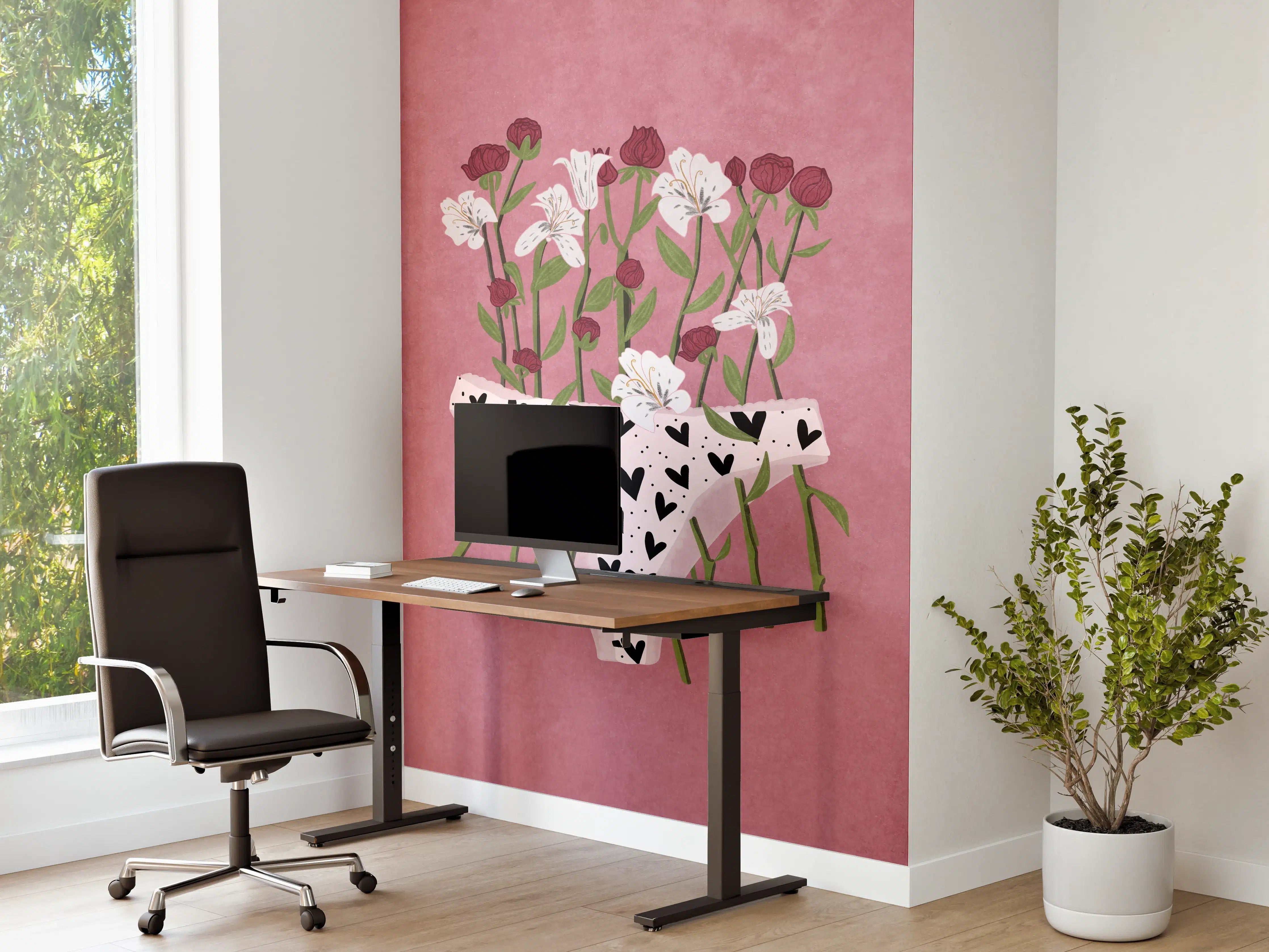 Büro Wandgestaltung - Floral-Heart Lingerie Illustration